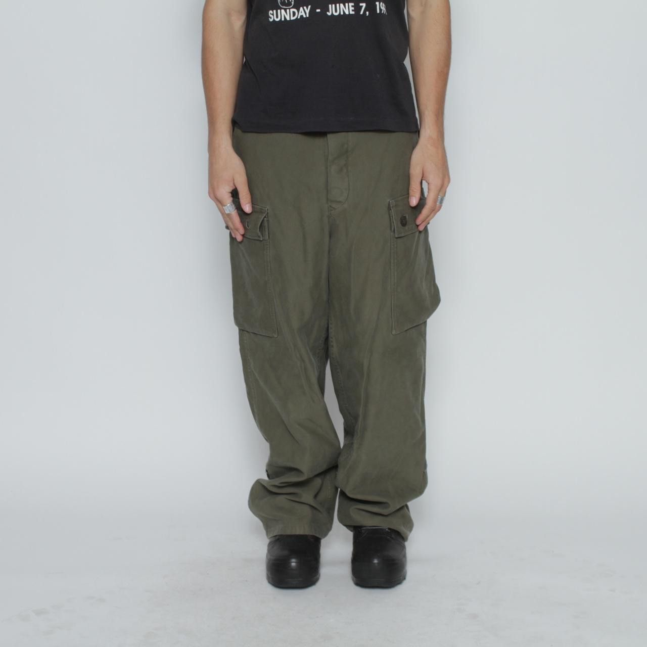 Vintage GREEN TECHNICAL MULTILAYER HEAVY COTTON CARGO MILITARY PANTS Size US 34 / EU 50 - 1 Thumbnail