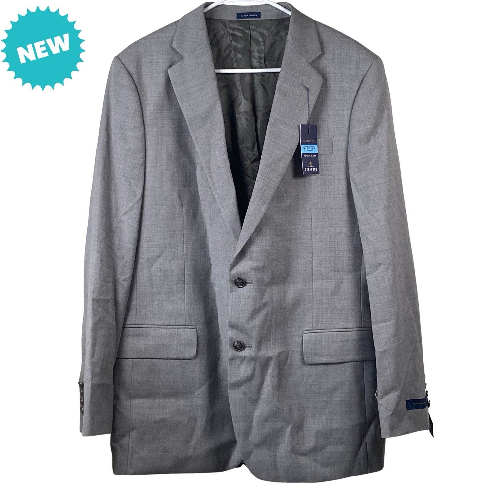 Stafford Stafford Hopsack Blazer Men's 42R Classic Fit Wool Gray Size 42R - 1 Thumbnail