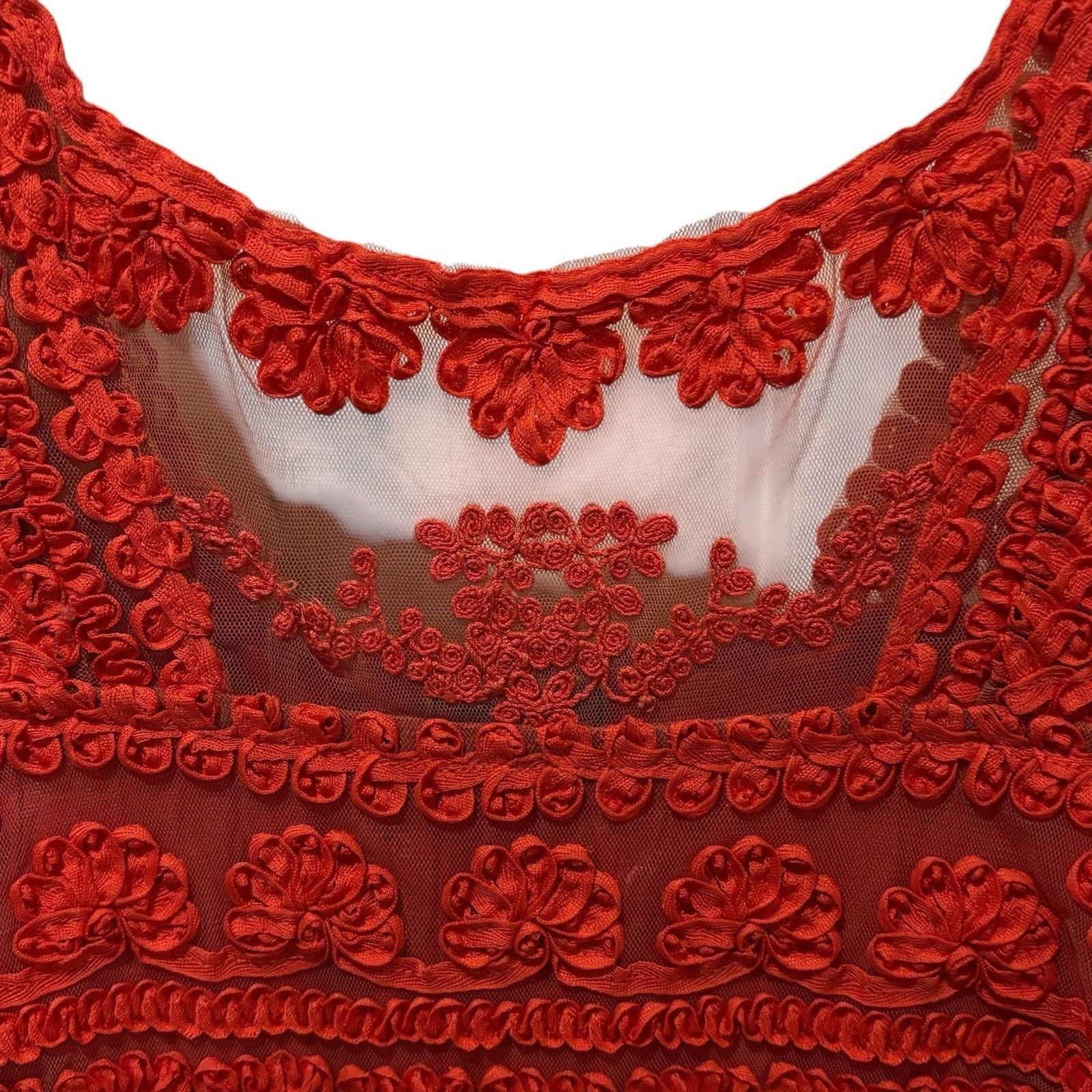 Anthro Yoana Baraschi Orange Soutache Embroidery Dress 4
