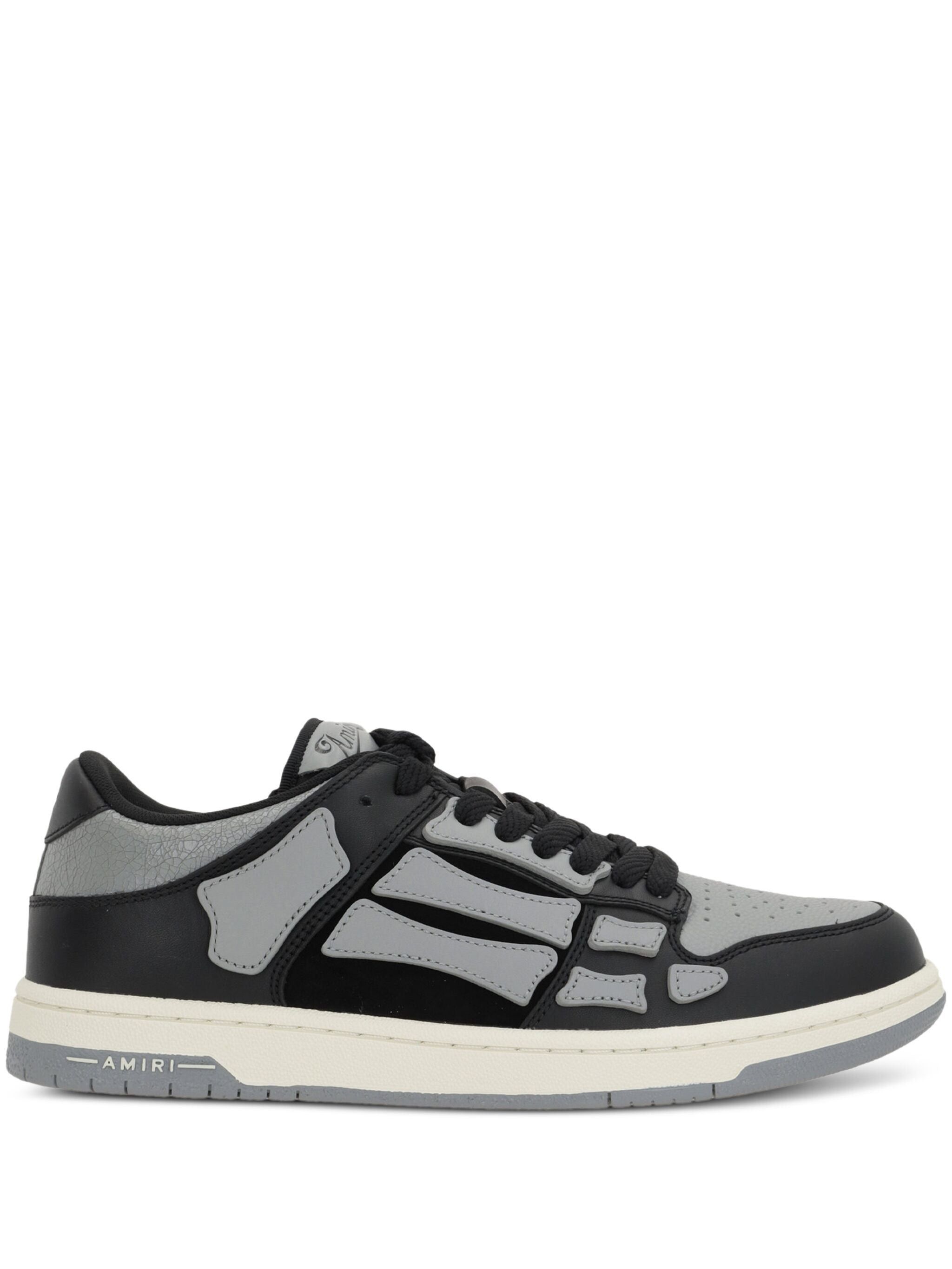 os11x0625 Skelton Low Top Leather Sneakers in Black/Grey
