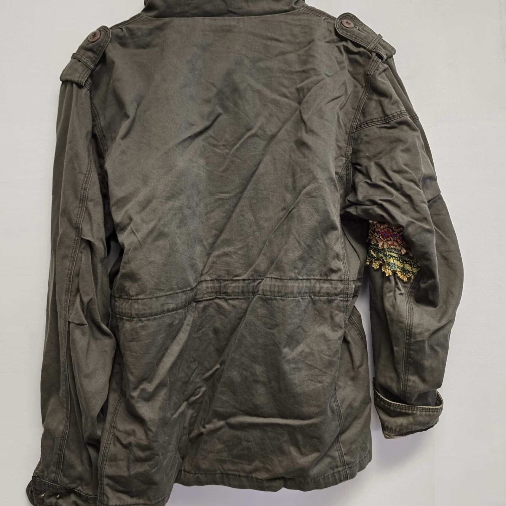 Vintage VINTAGE Army Green Military Jacket - Surplus Field Coat with Patches, Hooded, Full Zip, Canvas, Long Sleeve, Womens L Size L / US 10 / IT 46 - 6 Thumbnail