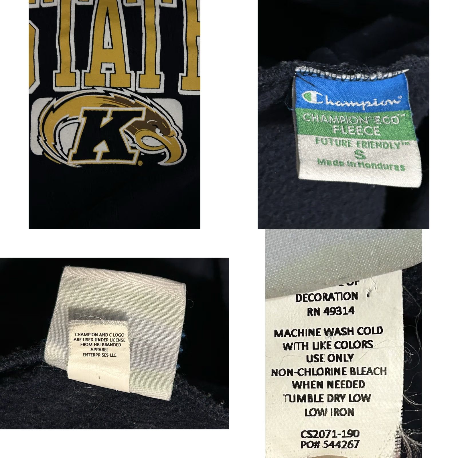 Champion VINTAGE Kent State University Flashers Hoodie Pullover Adult Small Navy Champion Size US S / EU 44-46 / 1 - 8 Thumbnail