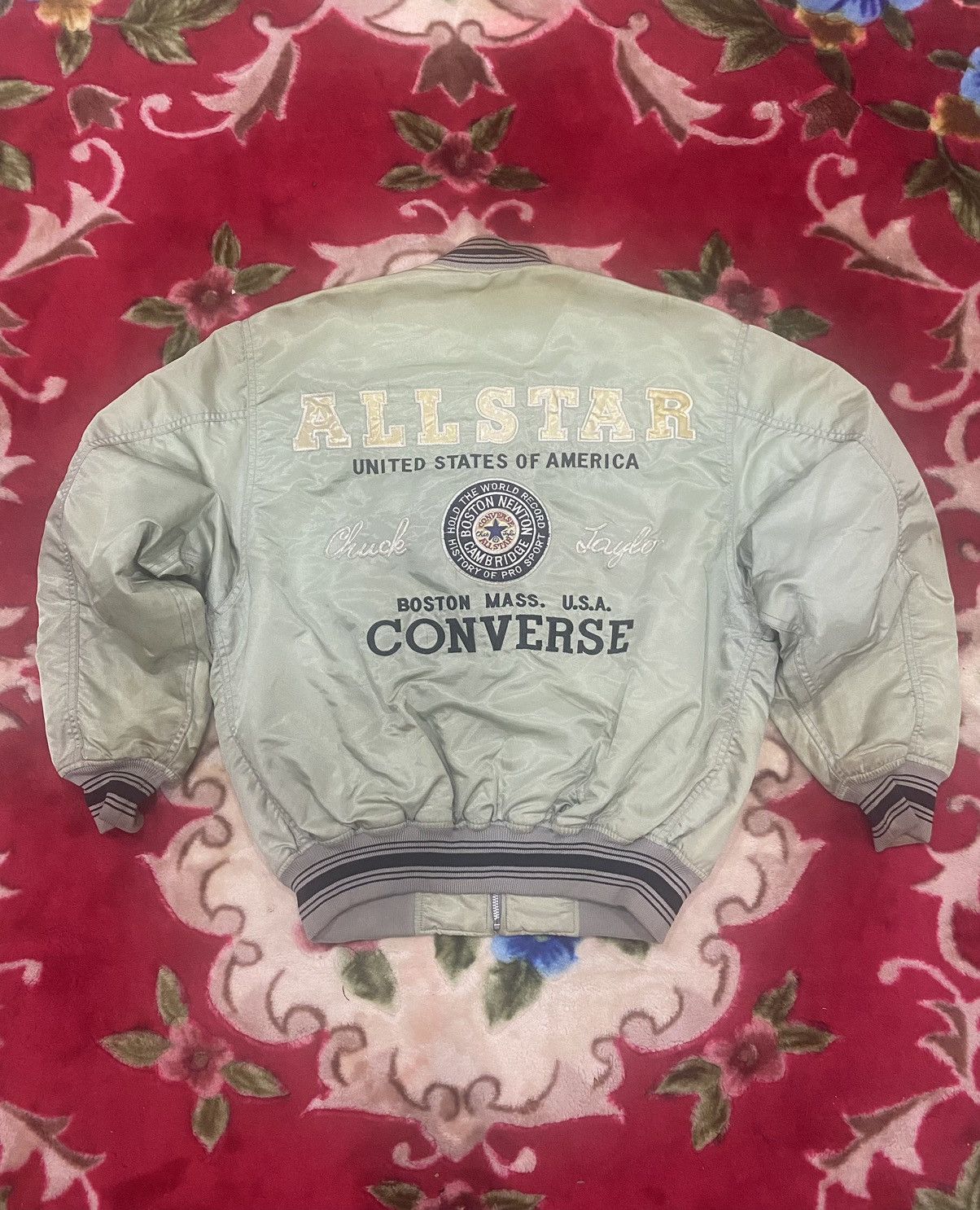image of Converse Chuck Taylor Boston Mass. Usa Bomber Jacket in Fade To Grey, Men's (Size Medium)