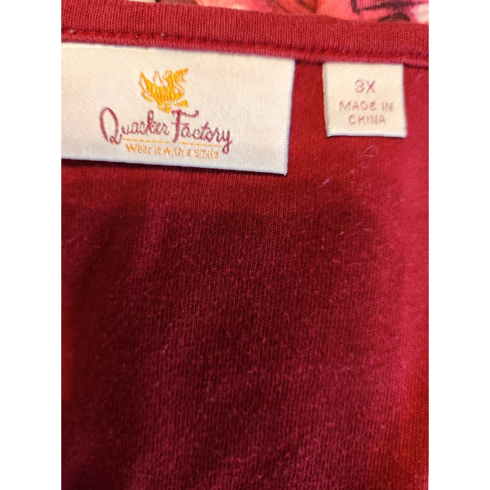 Quacker Factory Quacker Factory Red Rhinestone Purse Design 3/4 Sleeve Casual Top Shirt 3X Plus Size XXL / US 16-18 / IT 52-54 - 6 Thumbnail