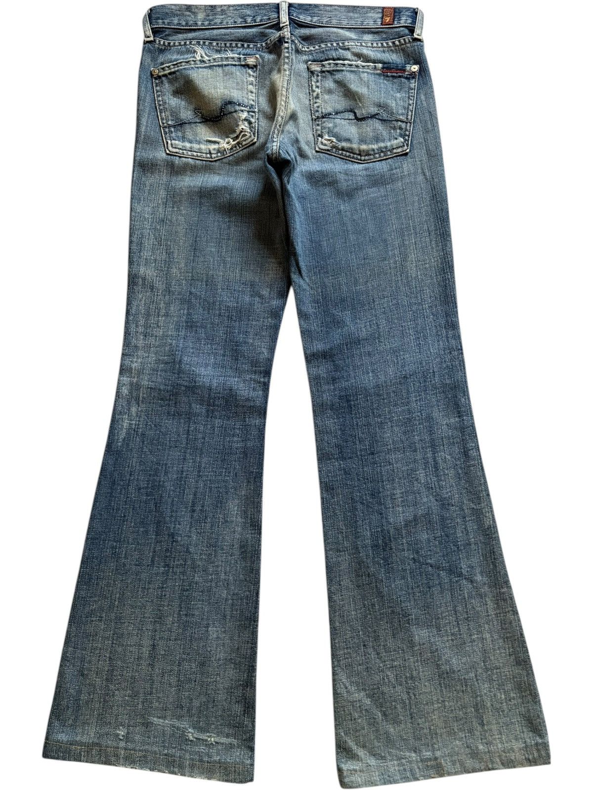 7 For All Mankind Vintage 7 For All Mankind Mud Wash Distressed Flare Jeans Size 32" / US 10 / IT 46 - 2 Thumbnail