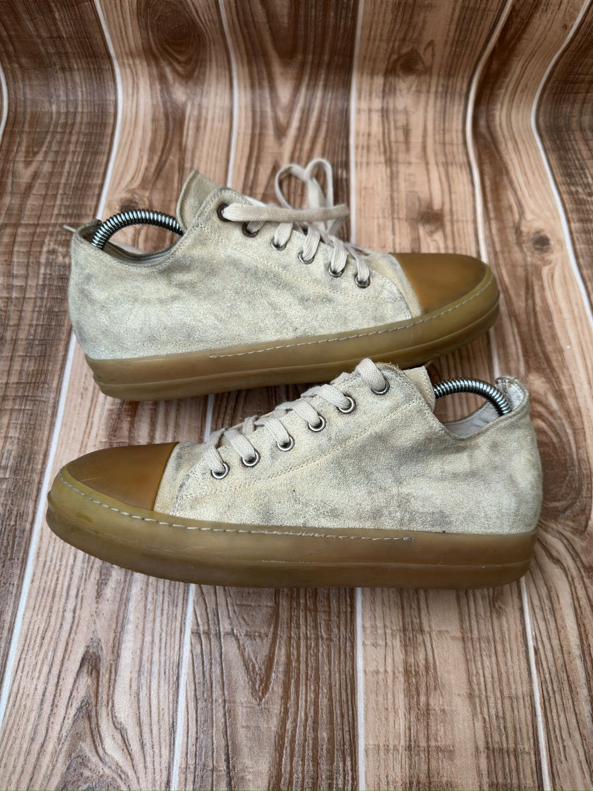 Rick Owens Rick Owens Beige Gum Sole Low Suede Ramones Size US 8.5 / EU 41-42 - 8 Thumbnail