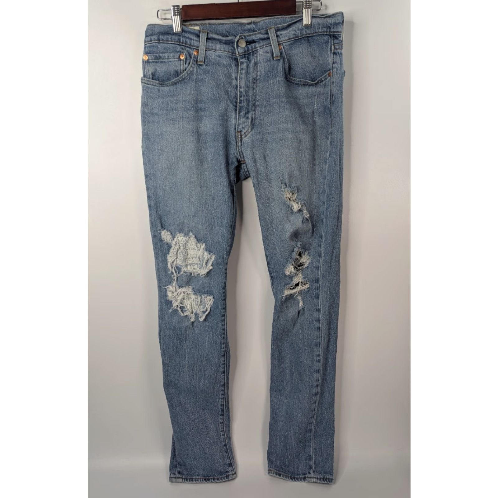 Levi's Levis Levi's 511 Jeans Slim Straight Blue 33x34 Regular Men's Denim Distressed 80s 90s Rock Workwear Size US 33 - 2 Thumbnail