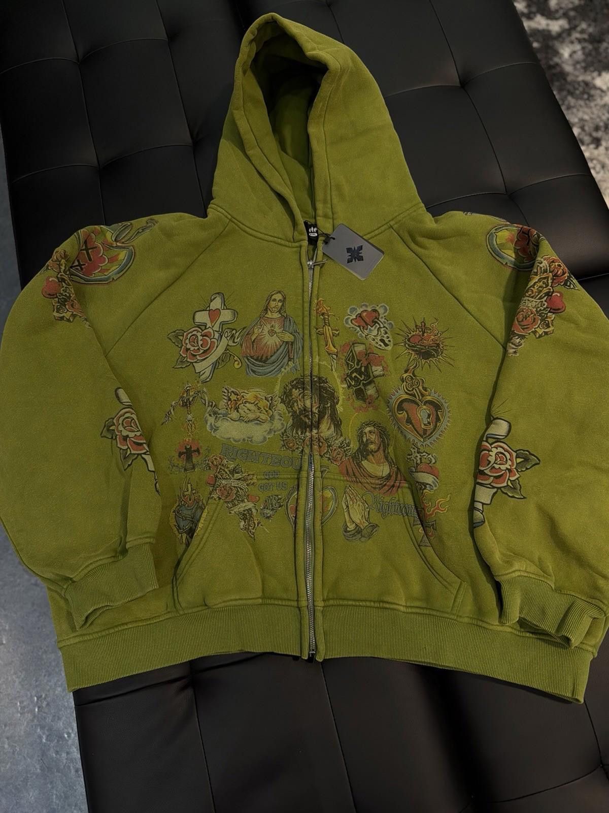 Other XXL- We Are Righteous Green Zip Up Jesus Hoodie Size US XXL / EU 58 / 5 - 2 Thumbnail