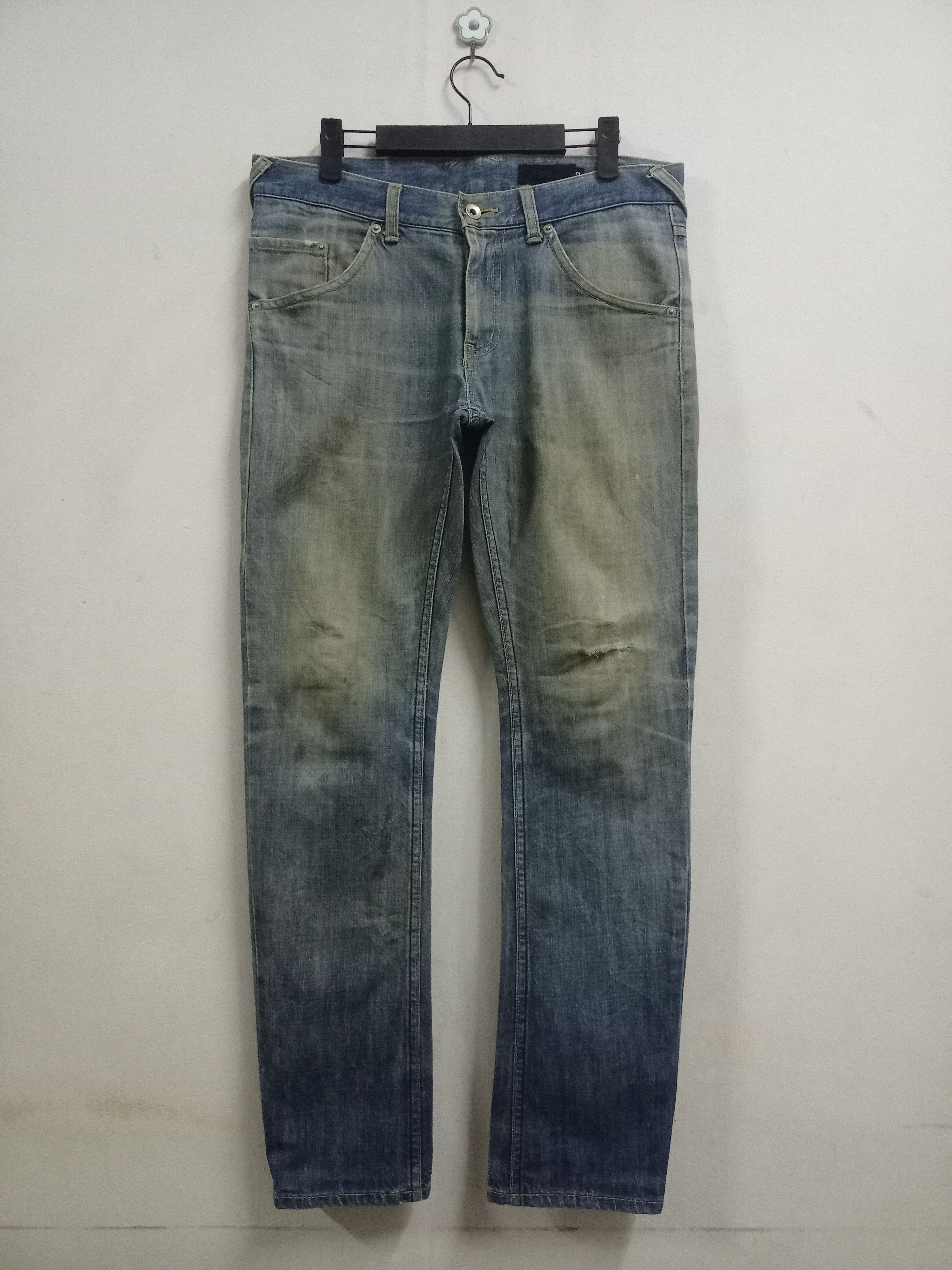 image of Distressed Denim Vintage Mud Wash Distressed Jeans in Blue, Men's (Size 34)