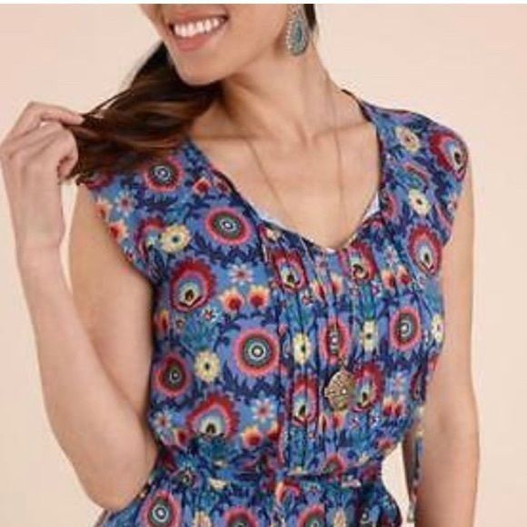 Other Matilda Jane XS Blue Floral Dress Fit Flare Short Sleeve Key Size XS / US 0-2 / IT 36-38 - 2 Thumbnail