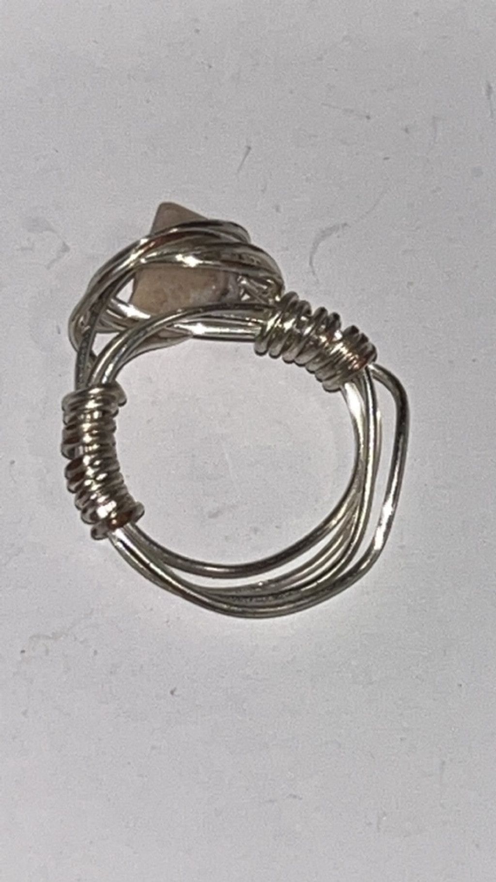 The Unbranded Brand Women's Unbranded Silver Wire Wrapped Ring with Beige Stone Size ONE SIZE - 2 Thumbnail