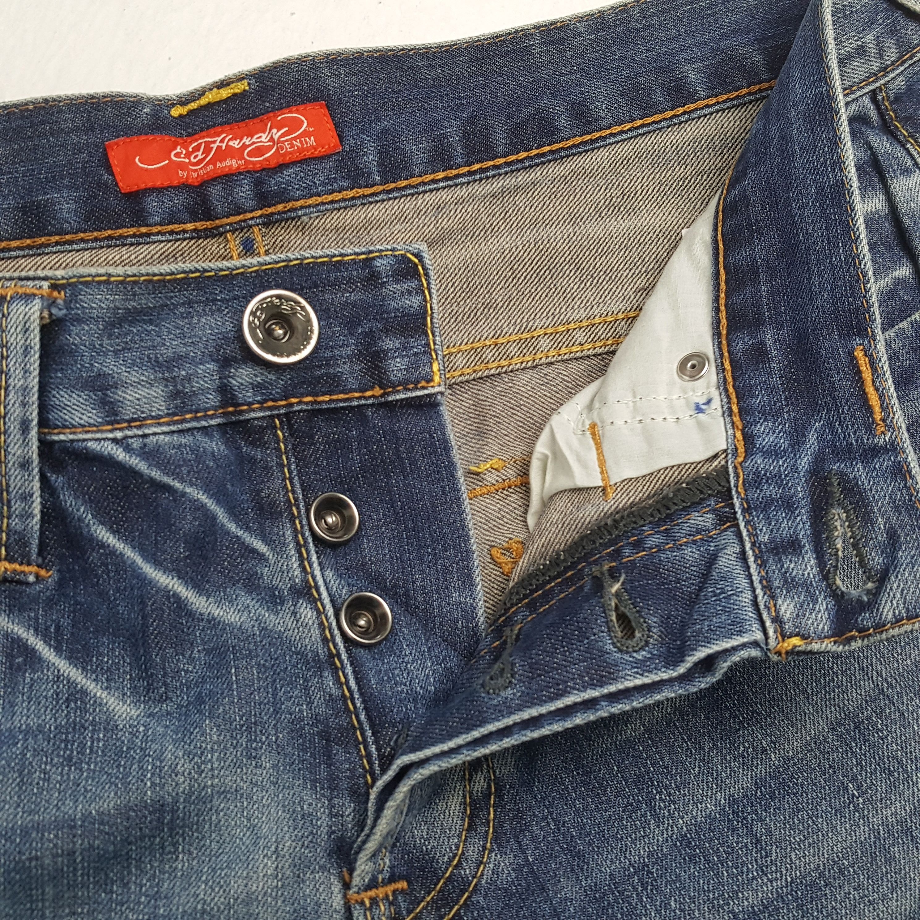 Christian Audigier × Ed Hardy × Vintage ED HARDY by Christian Audigier Rare Pocket Custom Art Jeans Size US 32 / EU 48 - 13 Thumbnail