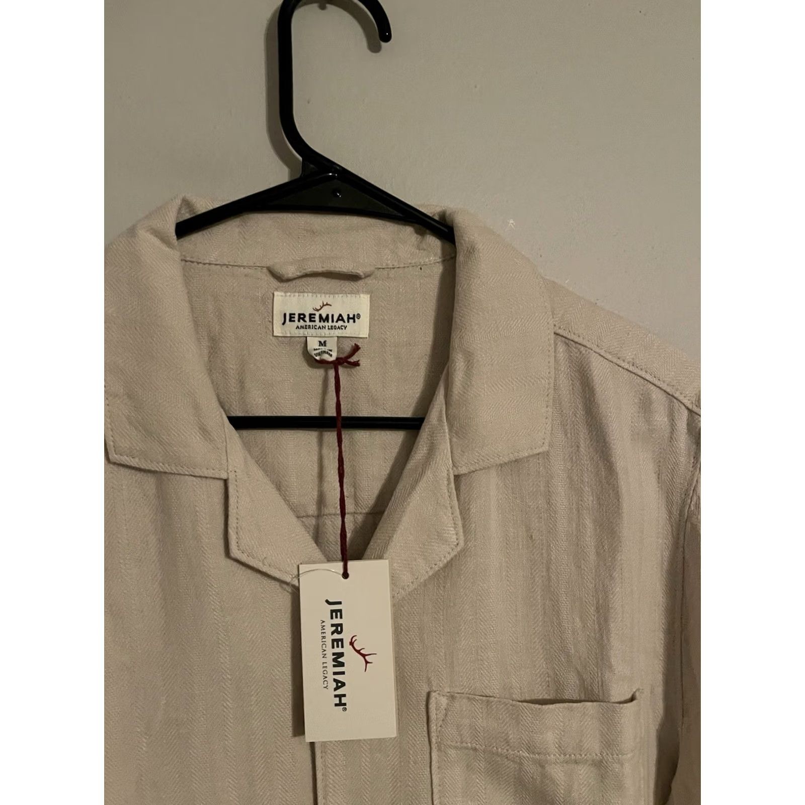 Vintage VINTAGE Jeremiah Linen Blend Beige Natural Camp S/S Hawaiian Shirt - Men's Medium - New! Size US M / EU 48-50 / 2 - 2 Thumbnail