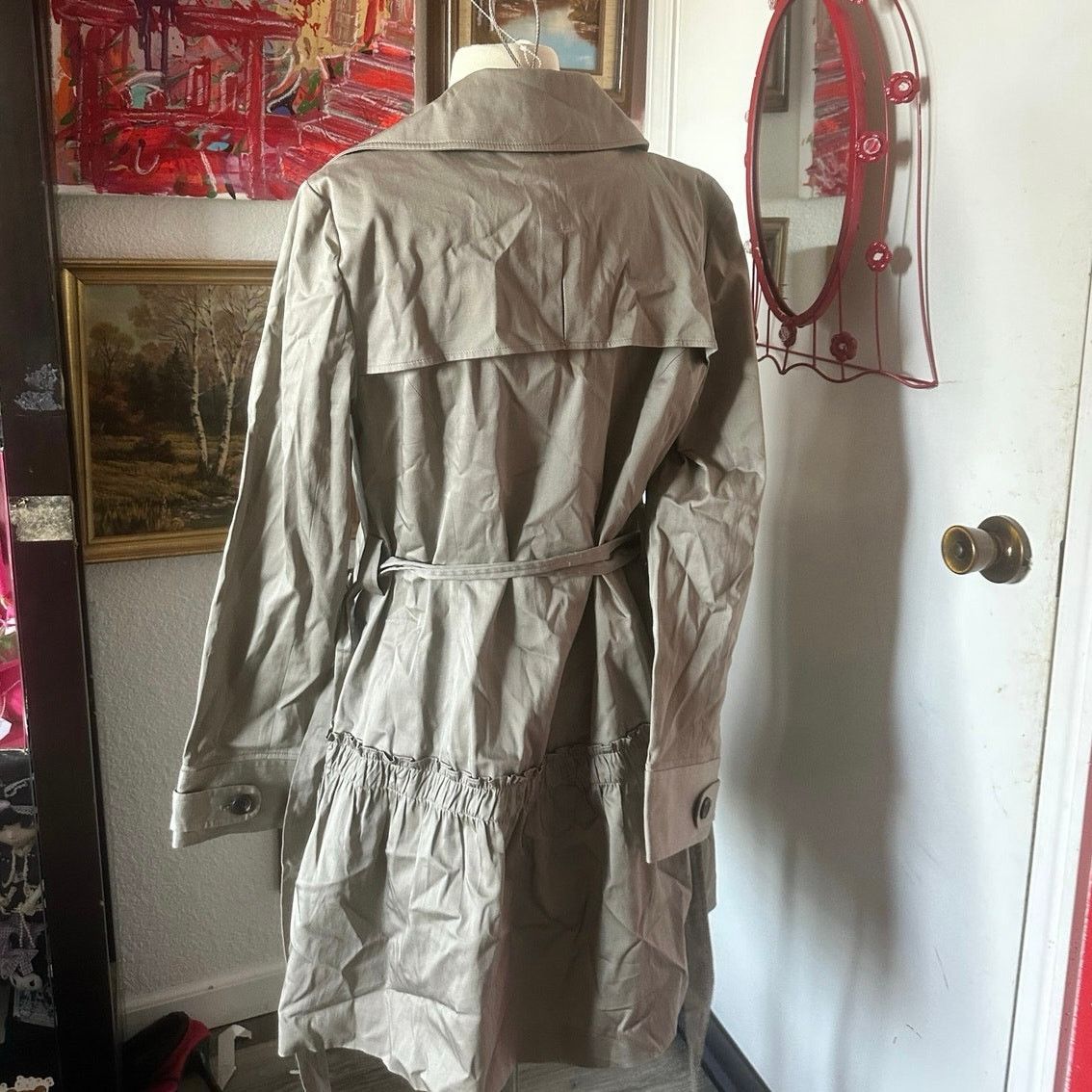 Other elle gray beige trenchcoat jacket, button up skirt detail Size M / US 6-8 / IT 42-44 - 3 Thumbnail