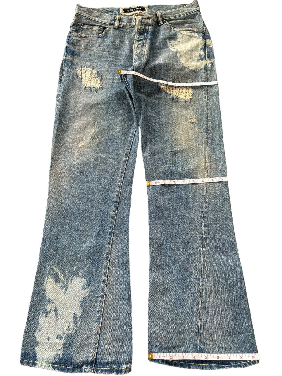 Japanese Brand Vintage Japanese Brand Bleach Sashiko Distressed Flare Jeans Size US 32 / EU 48 - 8 Thumbnail