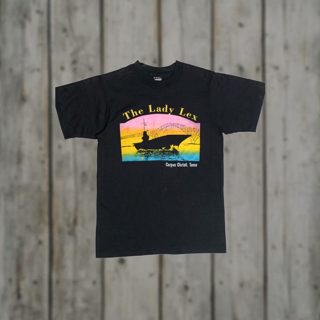 Vintage VINTAGE Screen Stars T-Shirt M Black "The Lady Lex" "Corpus Christi, Texas" Rainbow Graphic 1980s Size US M / EU 48-50 / 2 - 1 Thumbnail