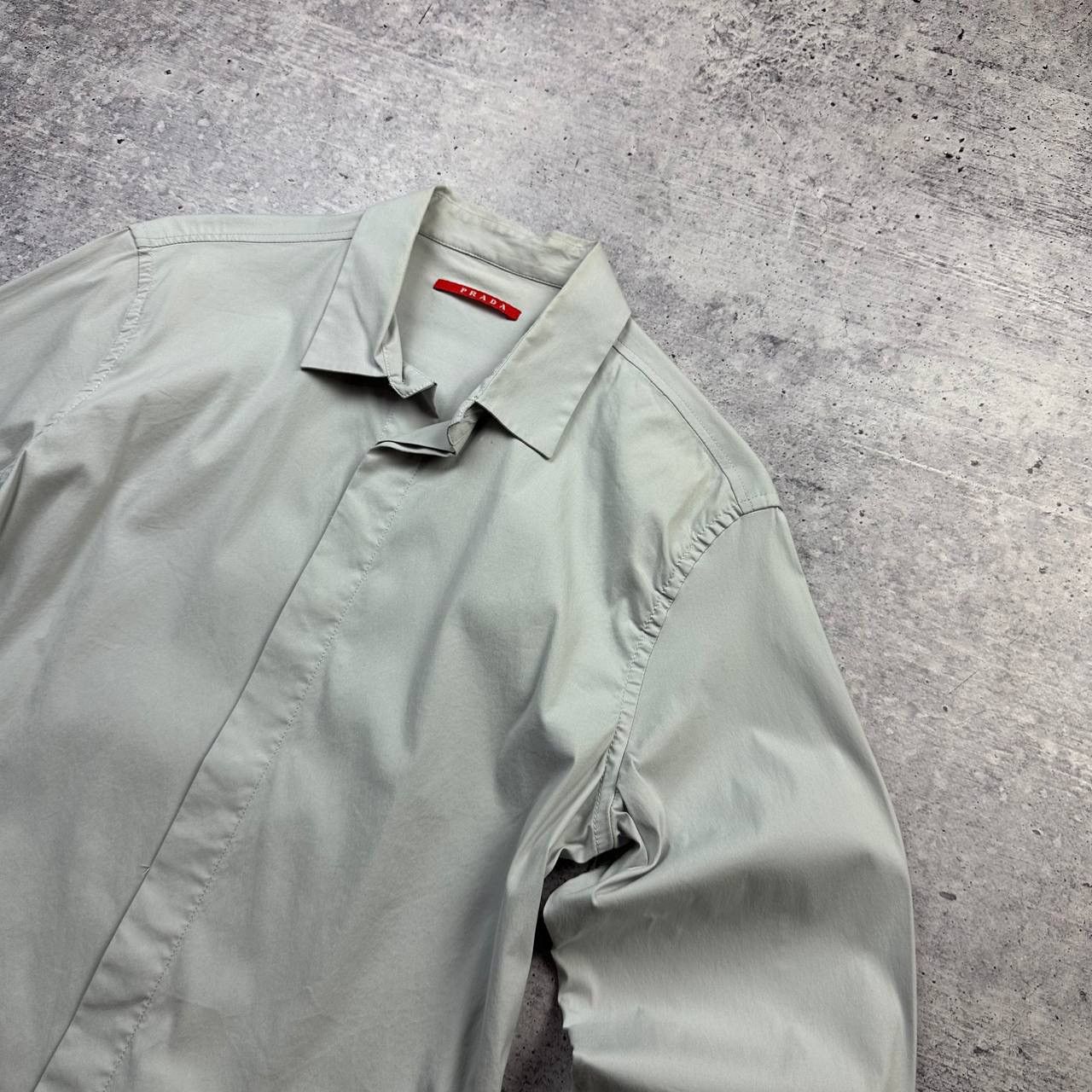Prada Prada Red Line Stretch Shirt Light Grey Hidden Placket Size US M / EU 48-50 / 2 - 3 Thumbnail