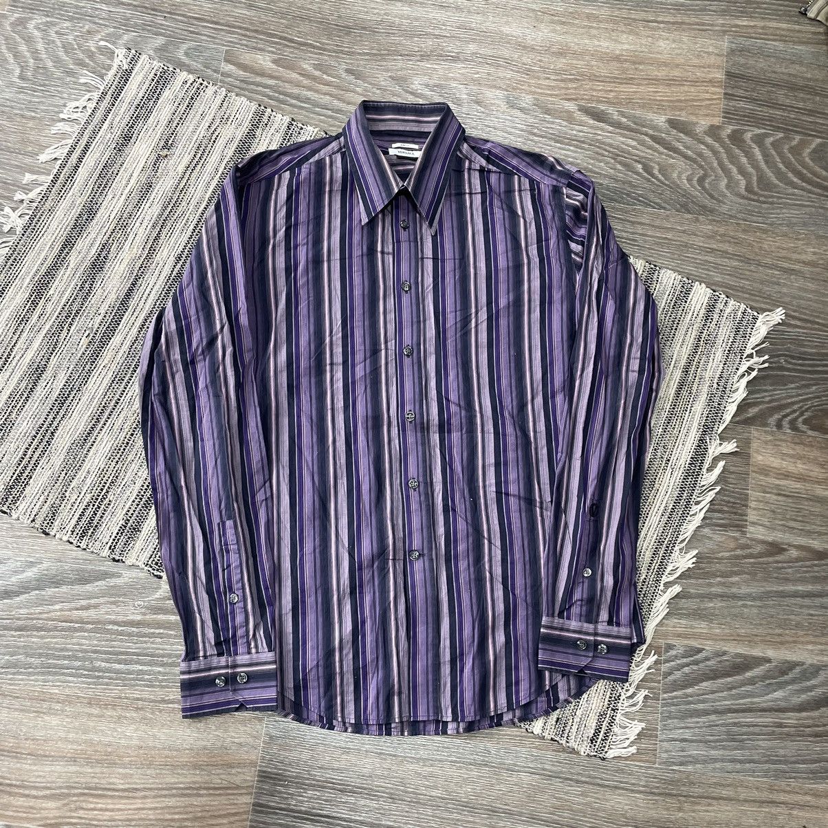 image of Versace 90's Shirt Flannel 80's Travis Button Up Old Money in Purple, Men's (Size Medium)