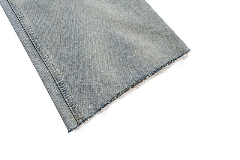 Leather × Vintage Raw Hem Rustic Burr Jeans Removable Leather Strap Size US 33 - 8 Thumbnail