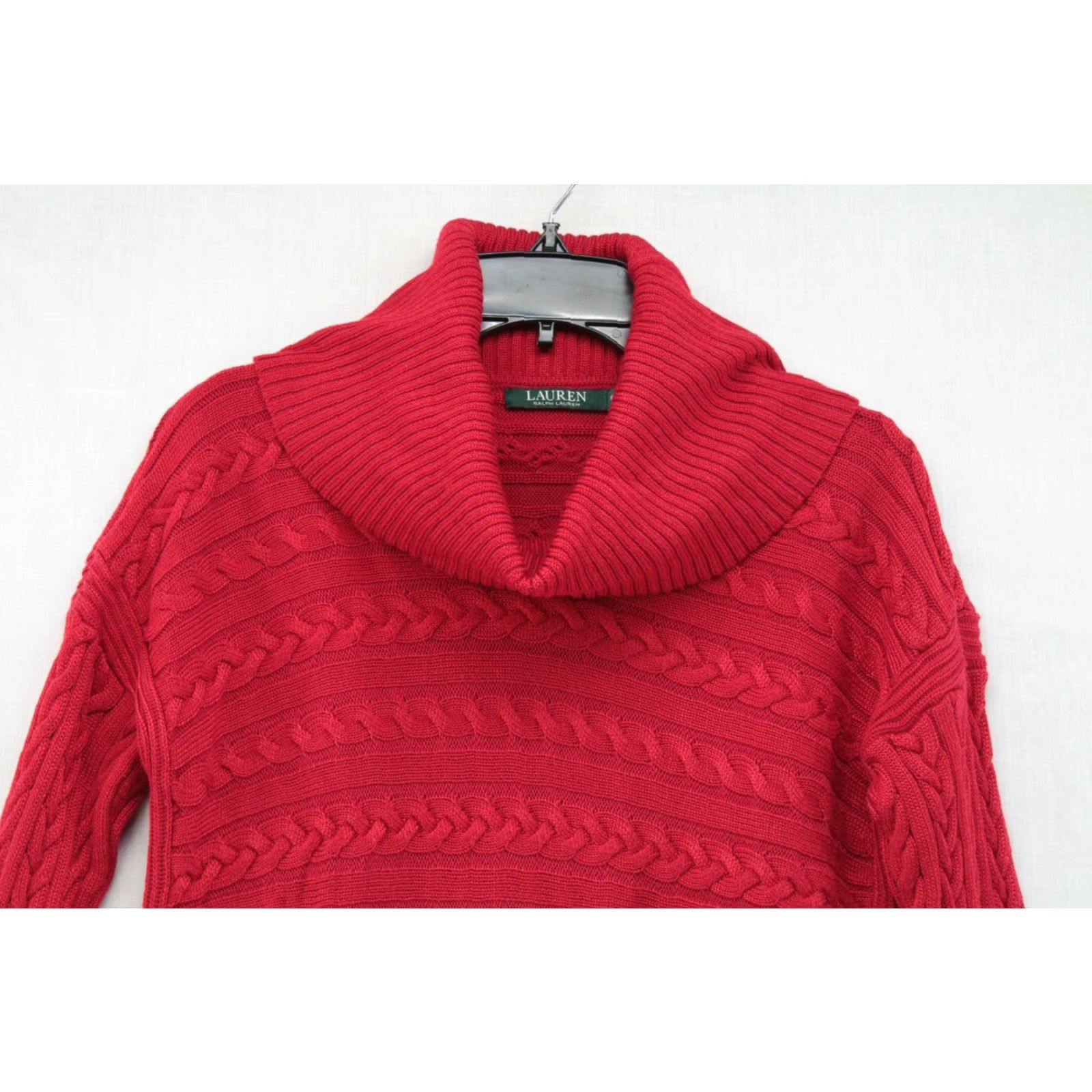 Ralph Lauren Lauren Ralph Lauren Sweater Women's Medium Red Cable Knit Cowl Neck Ribbed Cozy Size M / US 6-8 / IT 42-44 - 2 Thumbnail