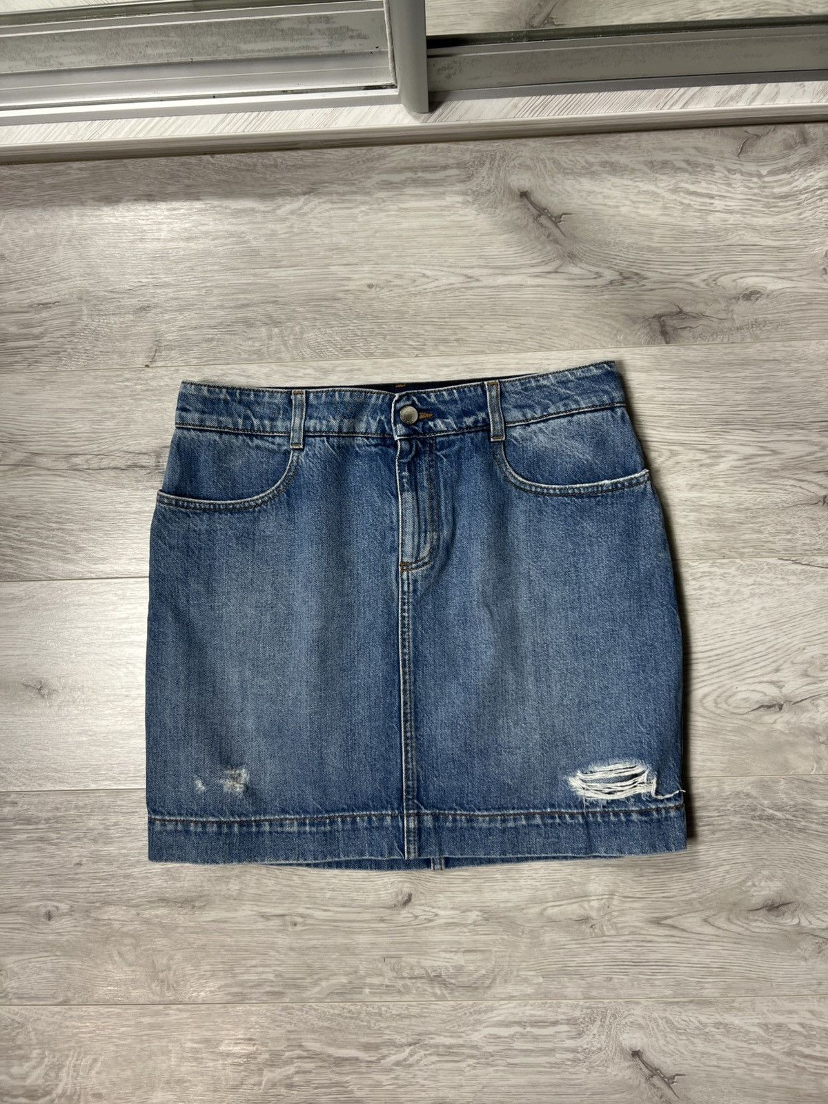Stella McCartney Denim skirt with suede inserts M | Grailed