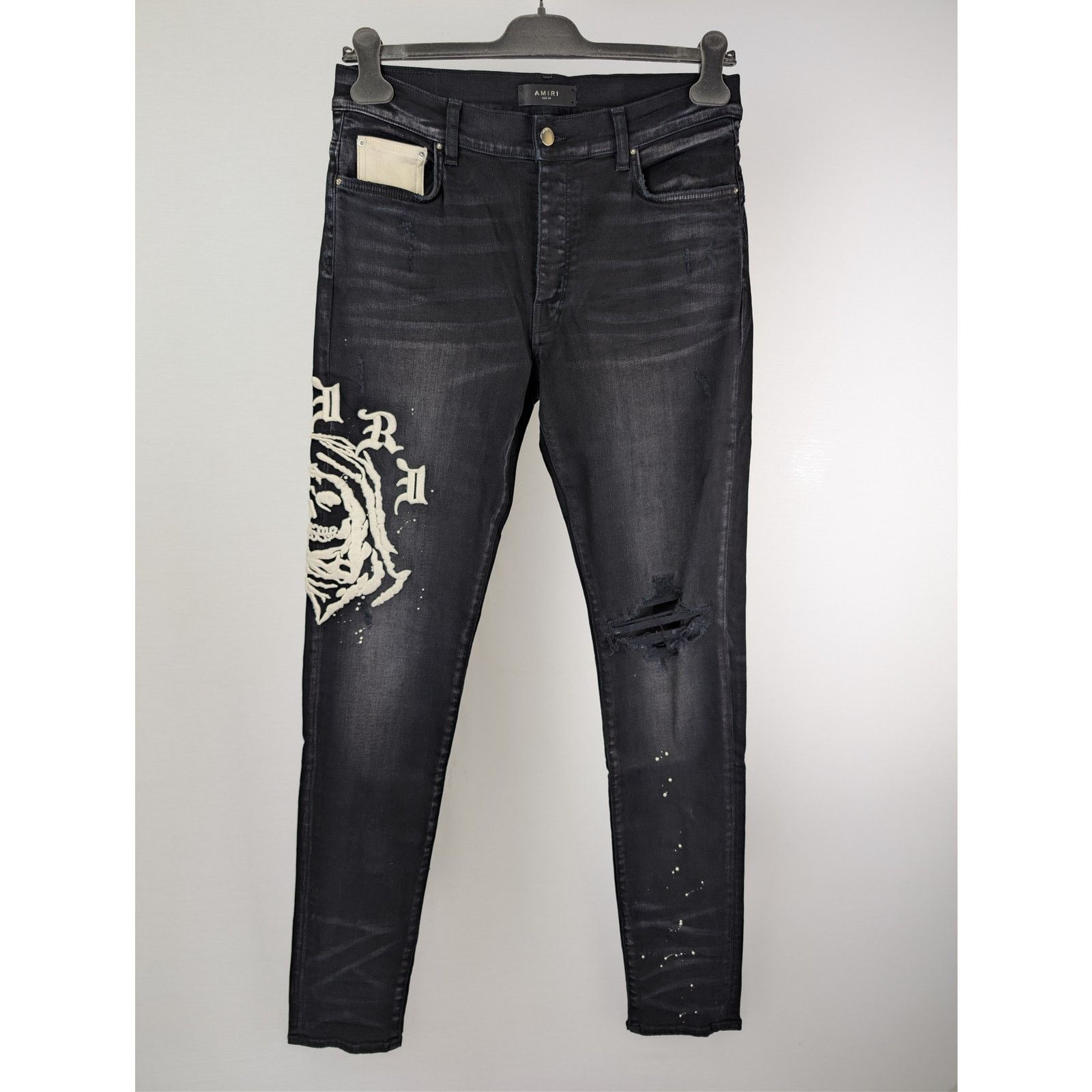 Amiri o1rshd1 Wes Lang Reaper Logo Jean in Aged Black 40 Size US 40 / EU 56 - 2 Thumbnail