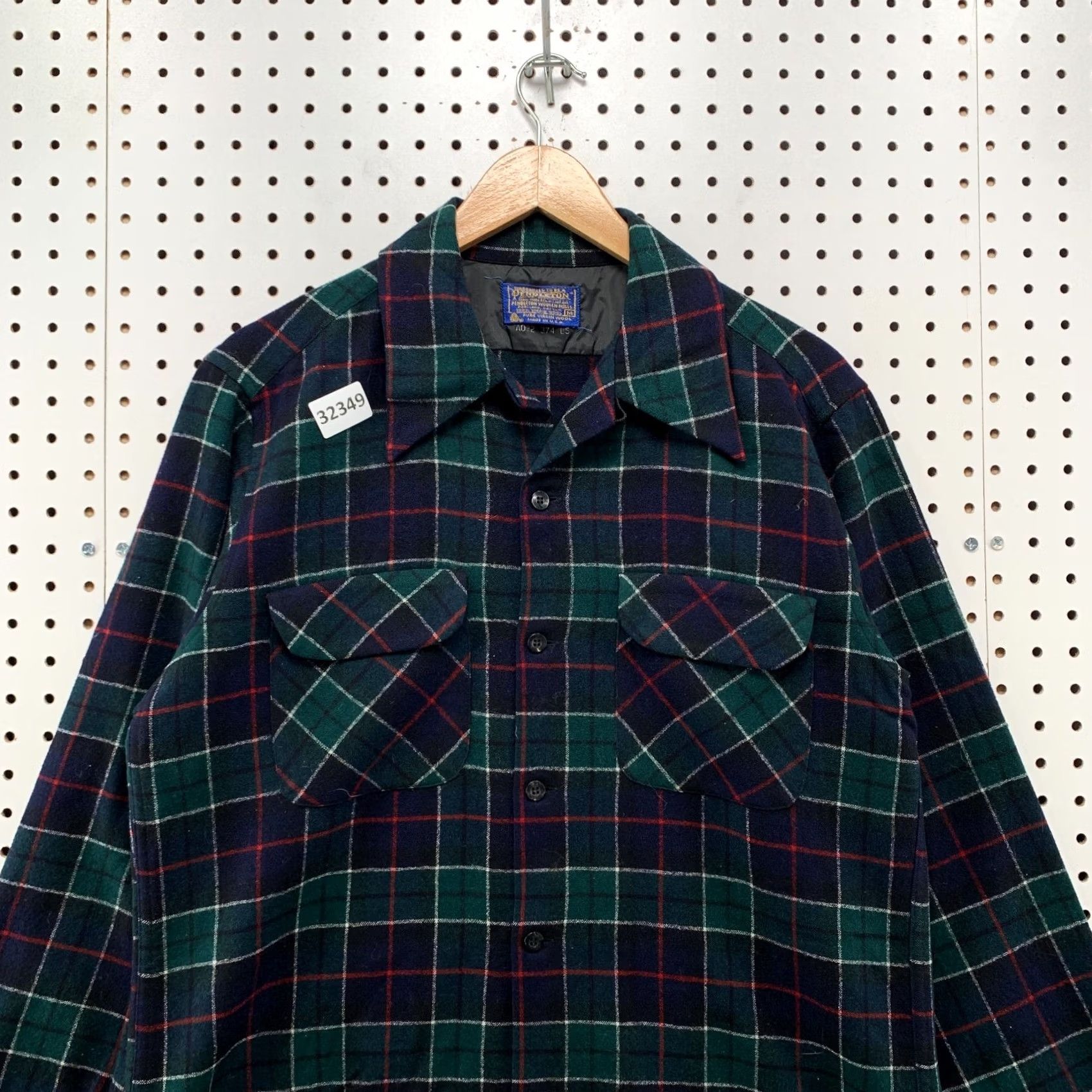 Pendleton VINTAGE 70s Pendleton Wool Board Shirt Green Tartan Plaid Button Loop USA M Mens Size US M / EU 48-50 / 2 - 4 Thumbnail