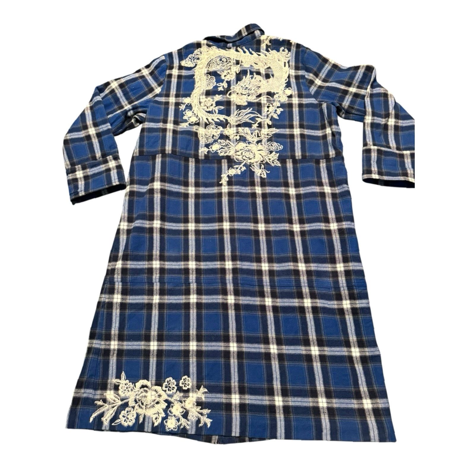 Johnny Was VINTAGE Johnny Was Workshop ALICENT Duster Coat Plaid Floral Embroidered Blue XL Size XL / US 12-14 / IT 48-50 - 7 Thumbnail
