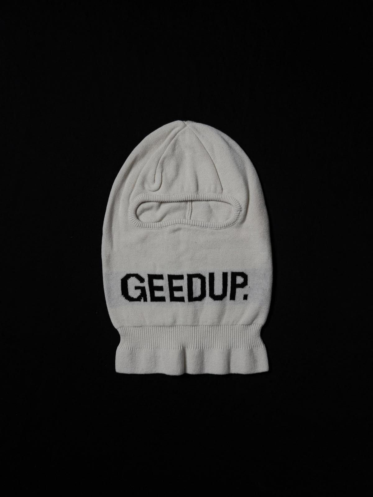 Japanese Brand Rare GEEDUP Classic Logo Knit Balaclava Ski Mask White OS Size ONE SIZE - 1 Thumbnail