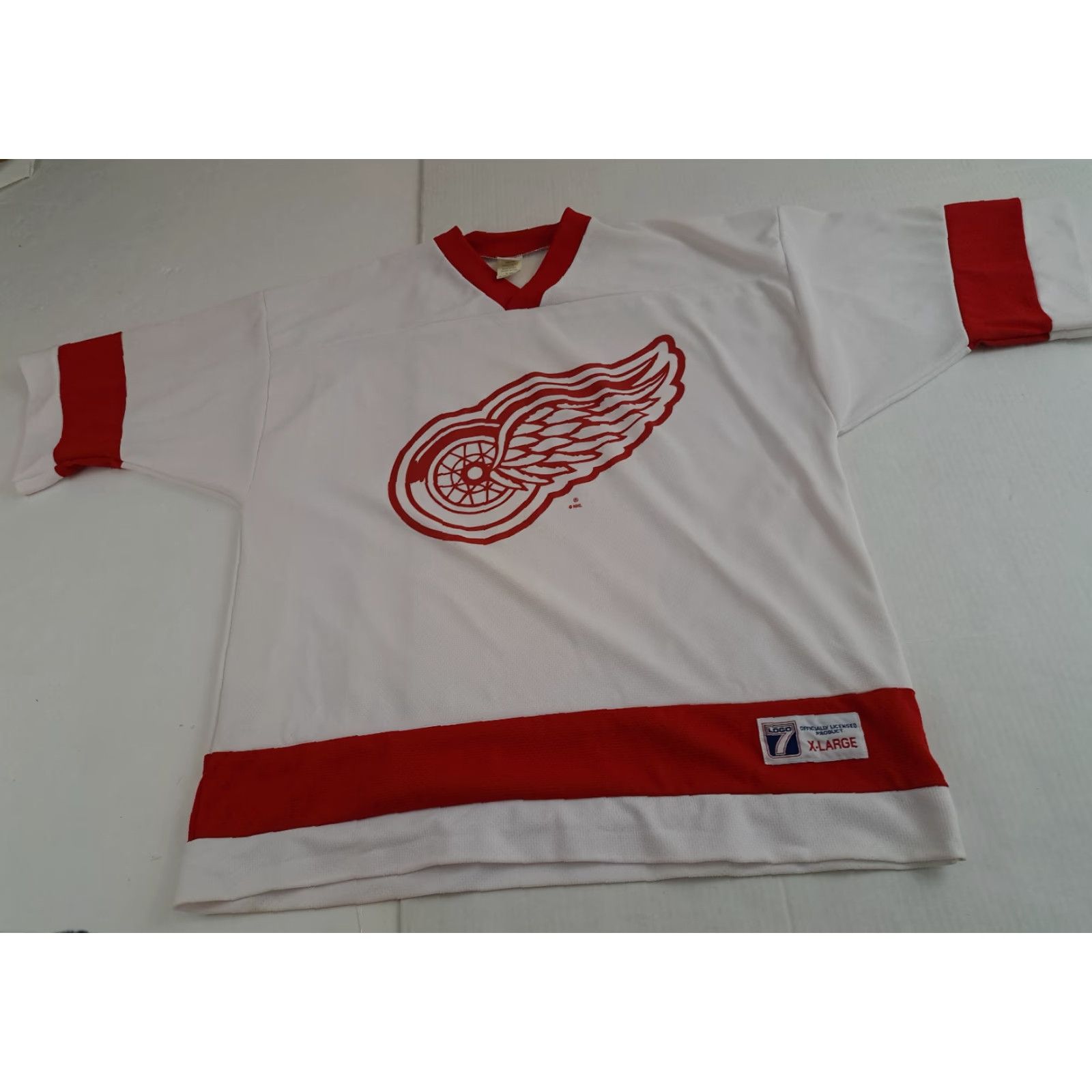 Logo 7 VINTAGE Logo 7 Detroit Red Wings Hockey Embroidered Jersey Sweatshirt 2XL Red Men's Pullover USA Made Size US XXL / EU 58 / 5 - 4 Thumbnail