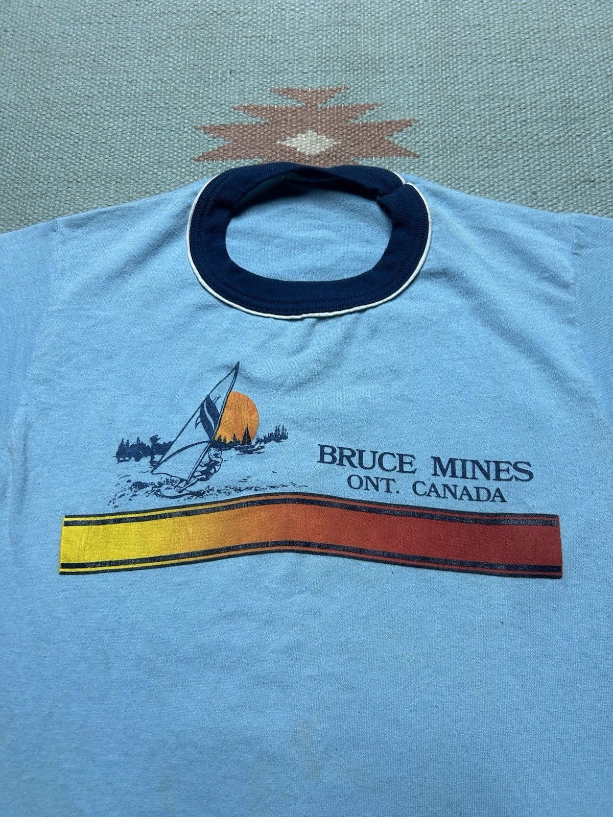 Vintage 80s ringer t shirt Bruce mines Ontario Canada women baby tee Size XS / US 0-2 / IT 36-38 - 6 Thumbnail