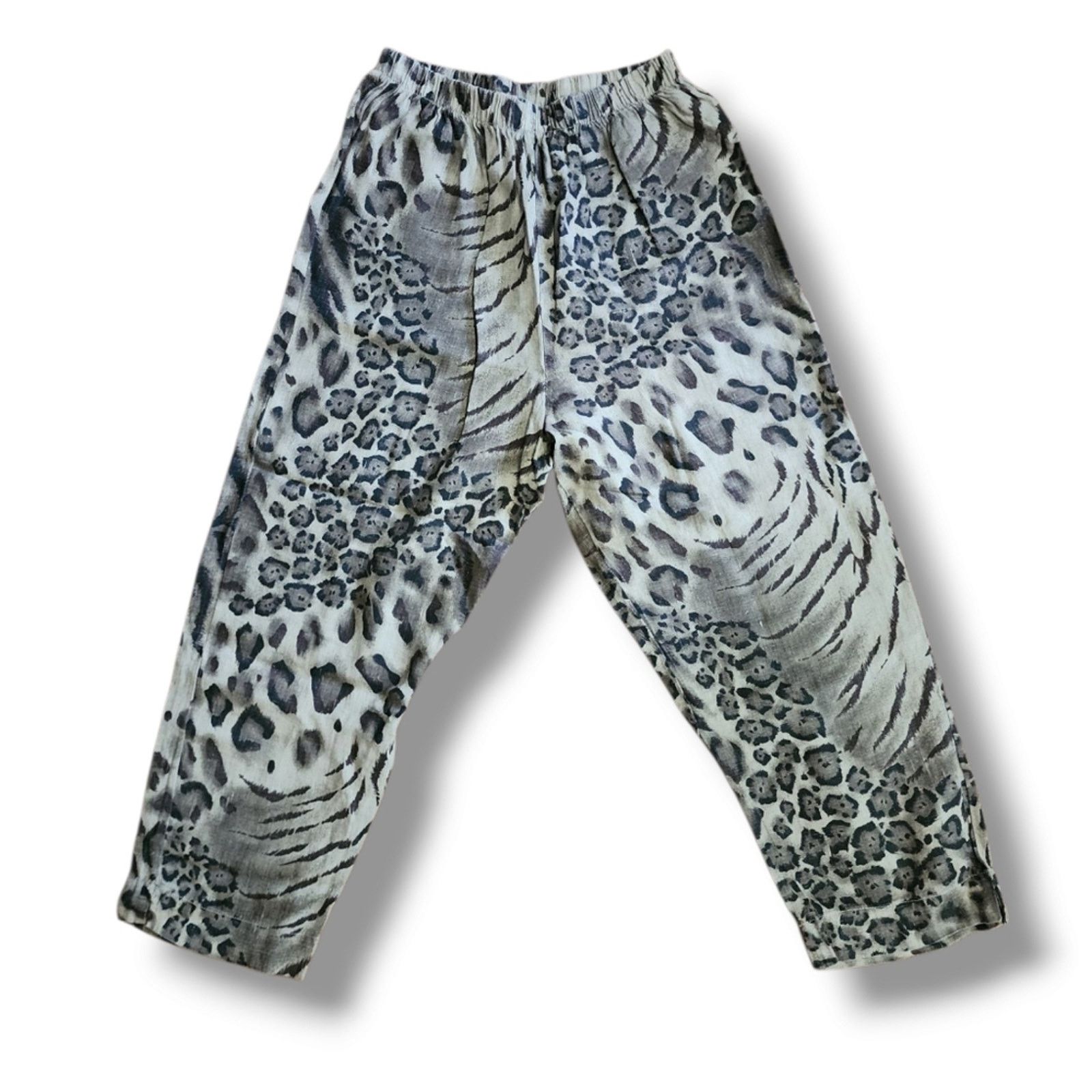 Vintage Vintage Hot Cotton Linen Animal Print Cropped Pants Size 26" / US 2 / IT 38 - 2 Thumbnail