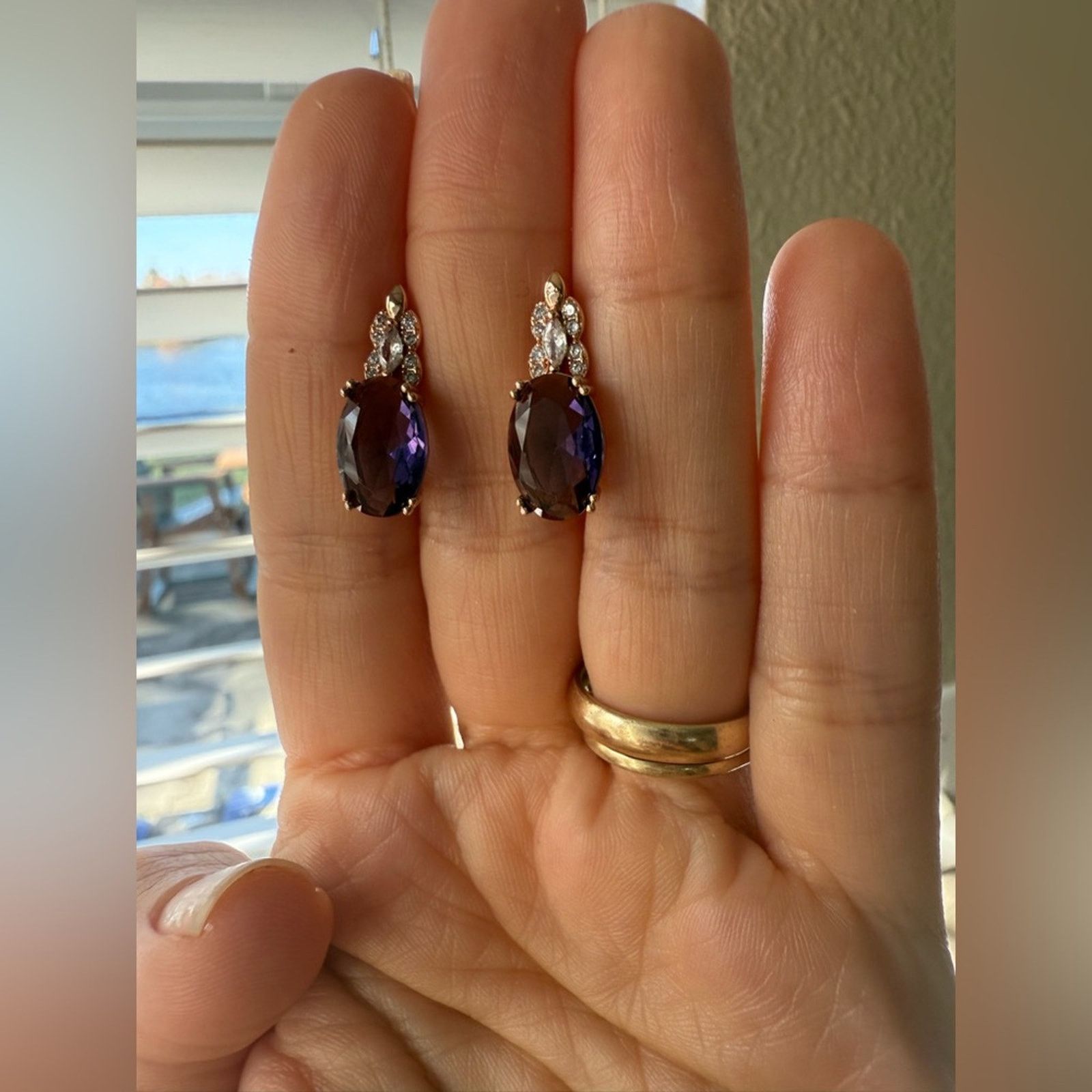 Other Purple Oval Natural Zircon English Earrings for Women 585 Size ONE SIZE - 6 Thumbnail