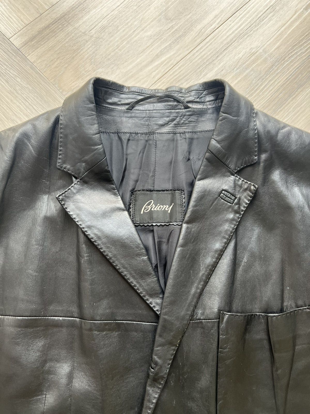 Brioni Brioni Black Leather Blazer Size US L / EU 52-54 / 3 - 2 Thumbnail