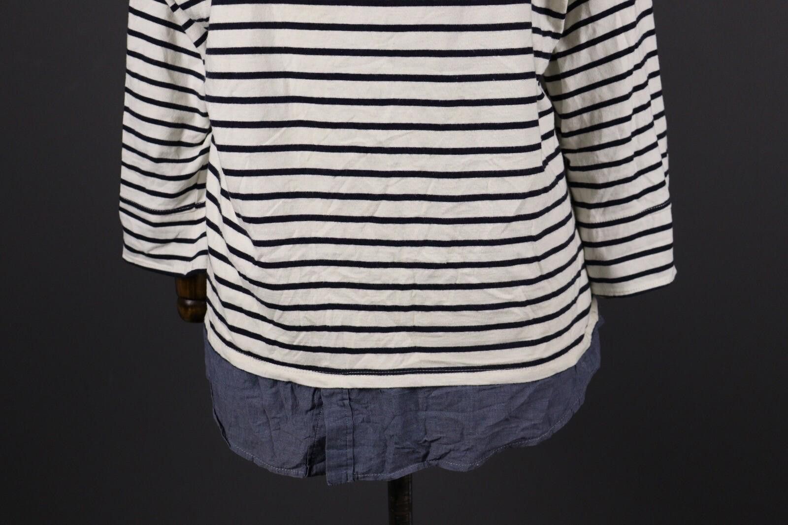 James Perse Per Se White Stripe Long Sleeve Knit Top Shirt Tunic Size L Size L / US 10 / IT 46 - 3 Thumbnail
