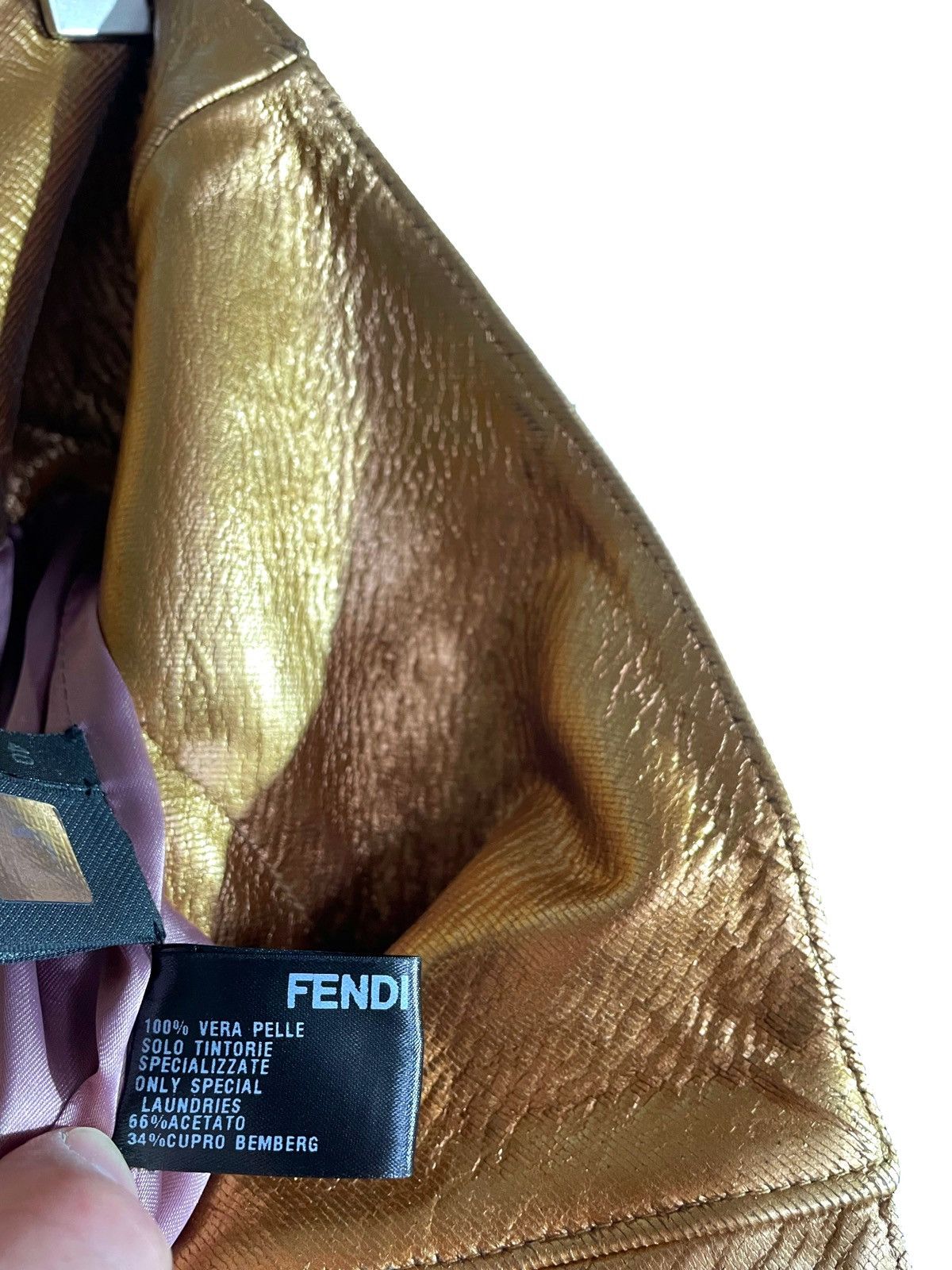 Fendi Fendi Gold Leather Skirt Size 40 Made in Italy Luxury Style Size 27" / US 4 / IT 40 - 15 Thumbnail