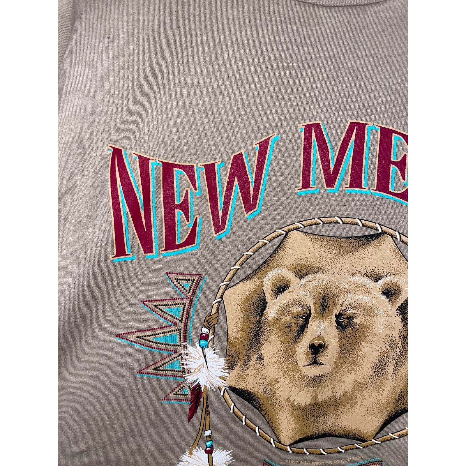 Jerzees Vintage Bear Shirt New Mexico Native American Brown Tee 90s Size US L / EU 52-54 / 3 - 3 Thumbnail