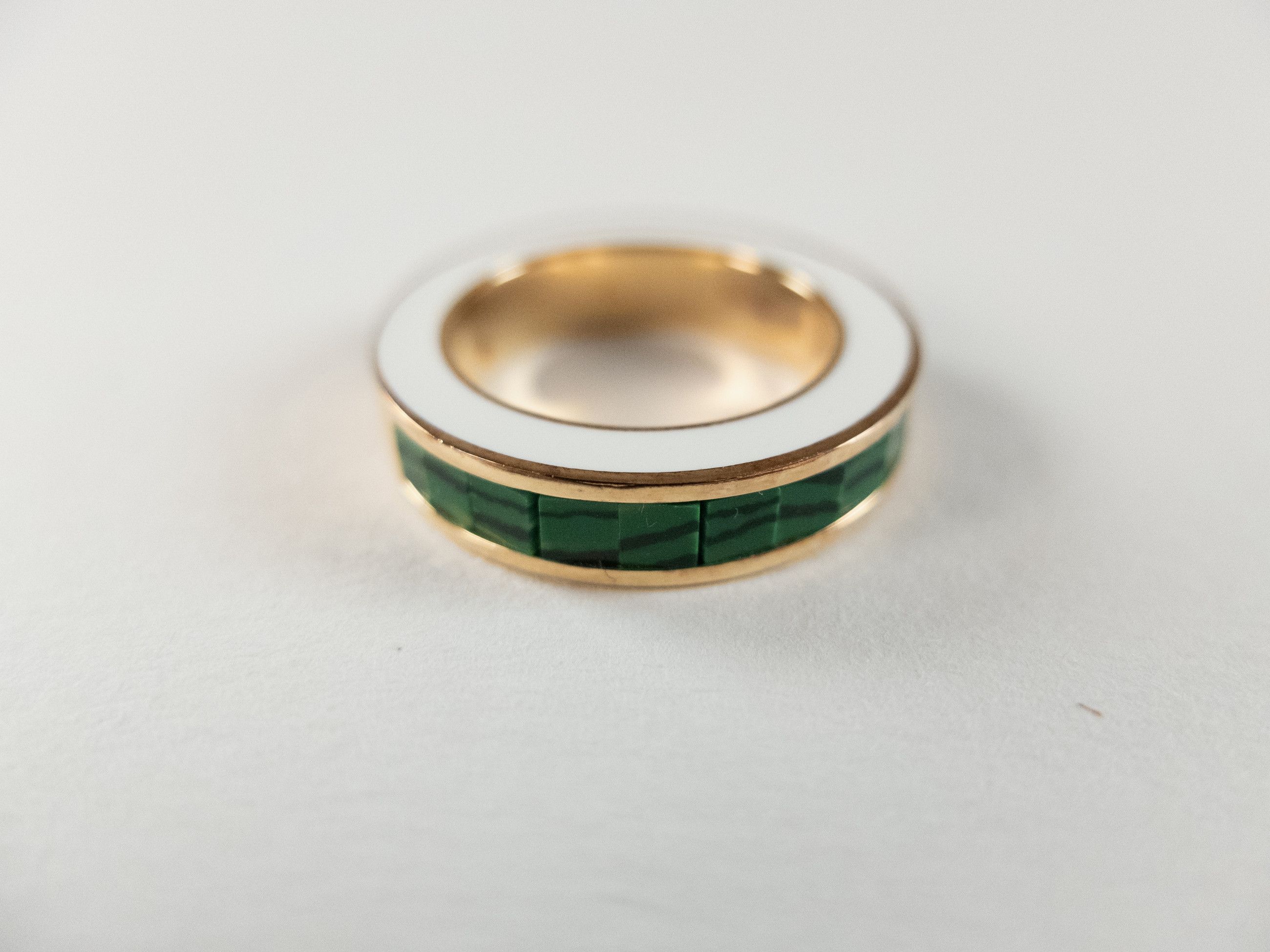 Bottega Veneta BOTTEGA VENETA Pillar green white silver round ring 7 15 q Size ONE SIZE - 1 Thumbnail