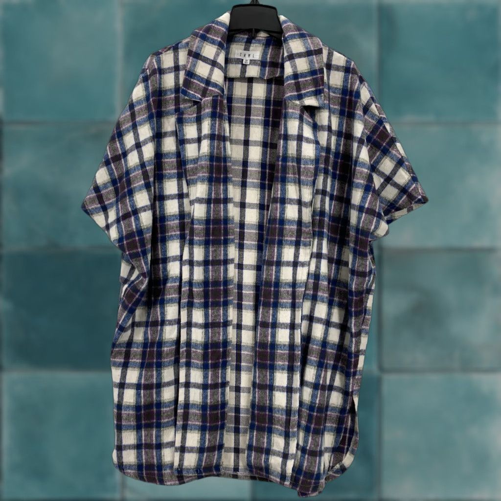 Anthropologie THML Cardigan Sweater Women's XS Blue Plaid Short Sleeve Cozy Soft - Anthropologie THML Cardigan Sweater Women's XS Blue Plaid Short Sleeve Cozy Soft Size XS / US 0-2 / IT 36-38 - 1 Thumbnail