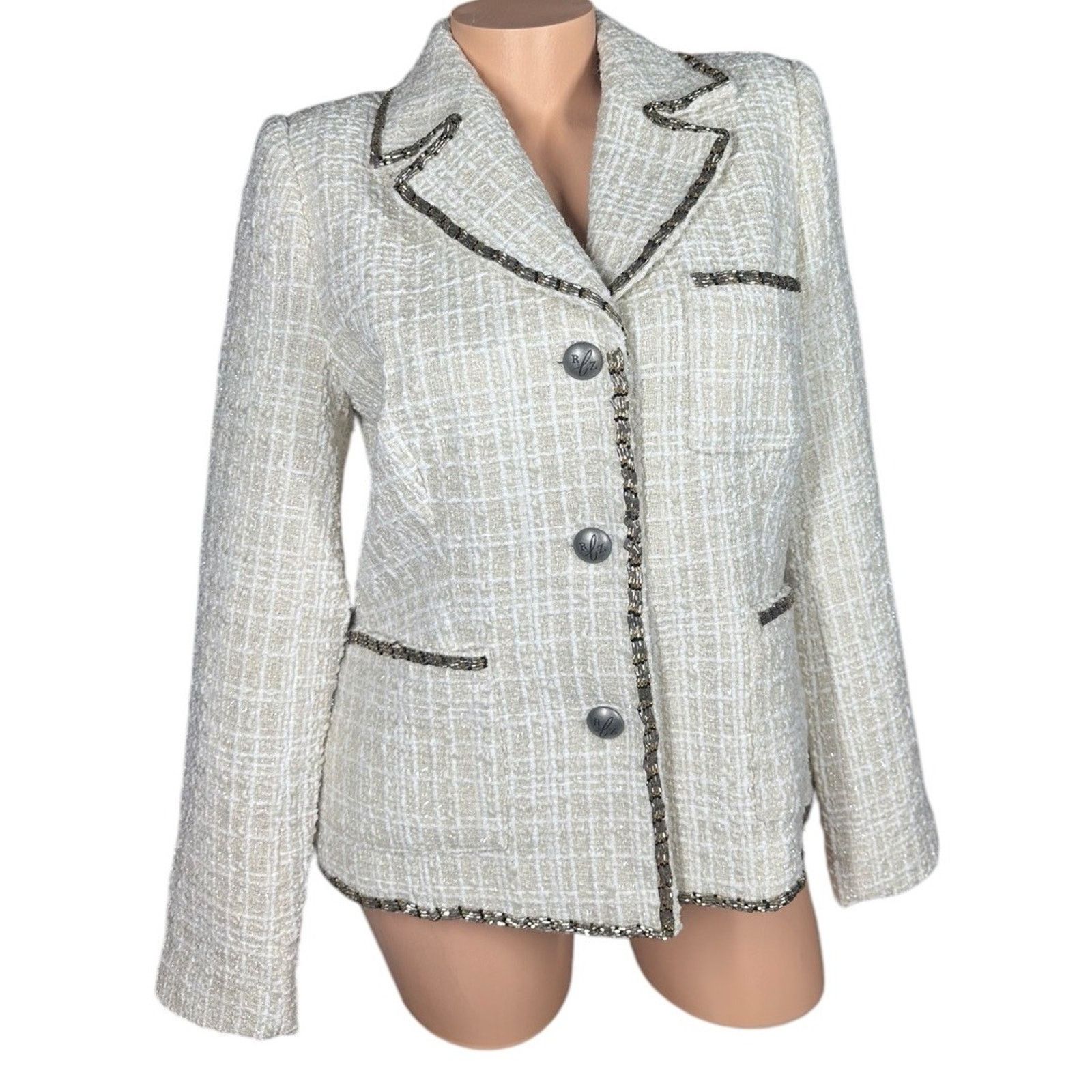 Rachel Zoe Womens Luxe Rachel Zoe Boucle Jacket with Beaded Trim RLZ 12 Size XL / US 12-14 / IT 48-50 - 1 Thumbnail