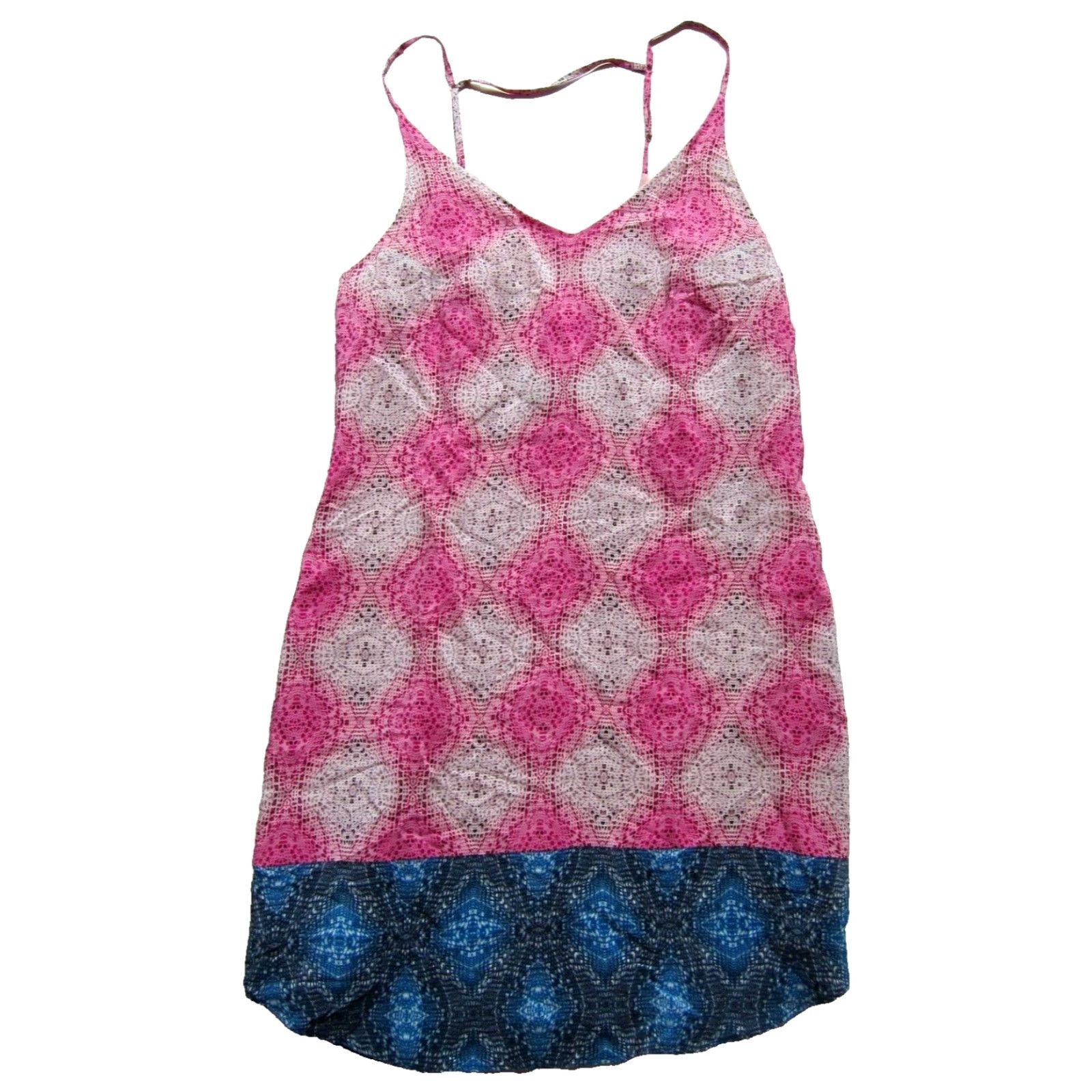 Anthropologie Charlie Jade Anthropologie 100% Silk Pink Blue Tunic Tank Slip Dress S/P Women Size S / US 4 / IT 40 - 2 Thumbnail
