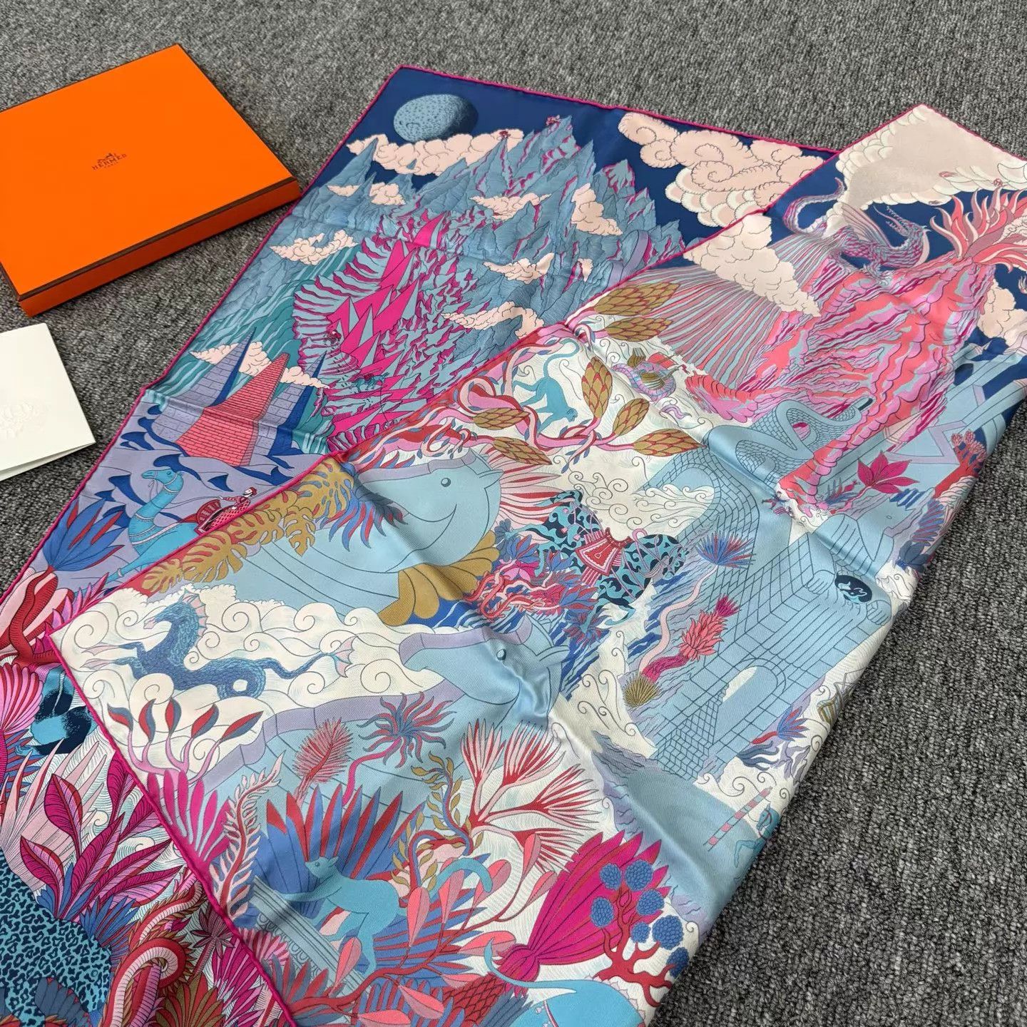 Hermes Hermes Cosmic Atlas Blue-Purple Silk Scarf 90x90 NWT Size ONE SIZE - 2 Thumbnail
