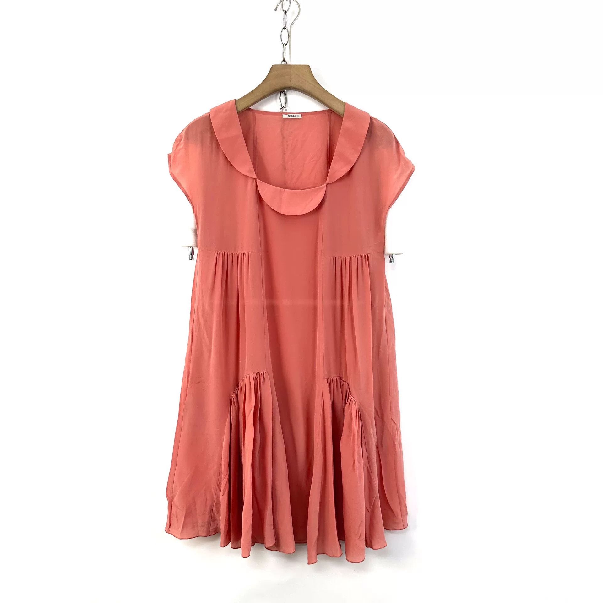 Miu Miu Miu Miu Pink Petal Collar Silk Dress Size S / US 4 / IT 40 - 1 Thumbnail