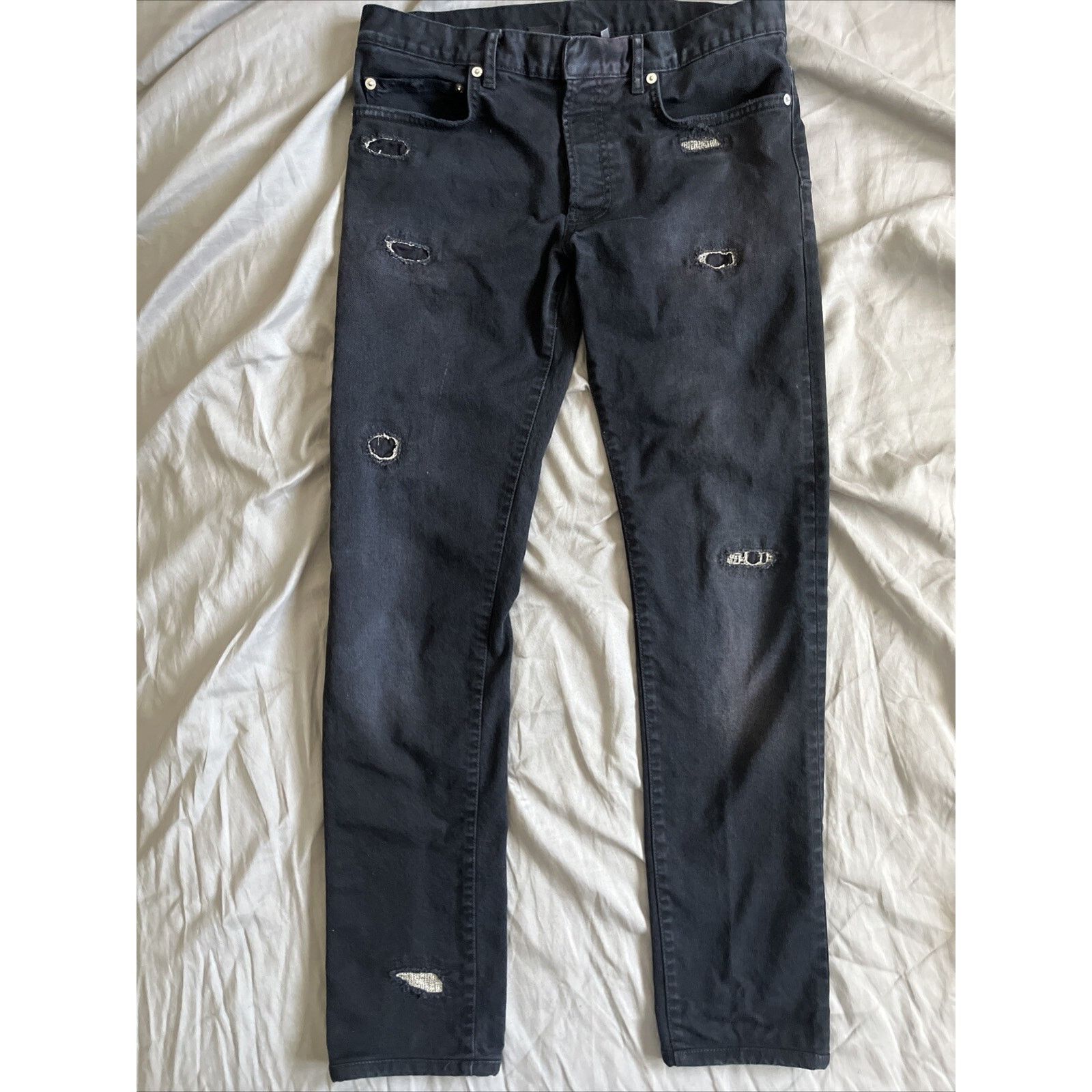 Dior Dior Black & Silver Distressed Jeans Size 31 Size US 31 - 1 Thumbnail