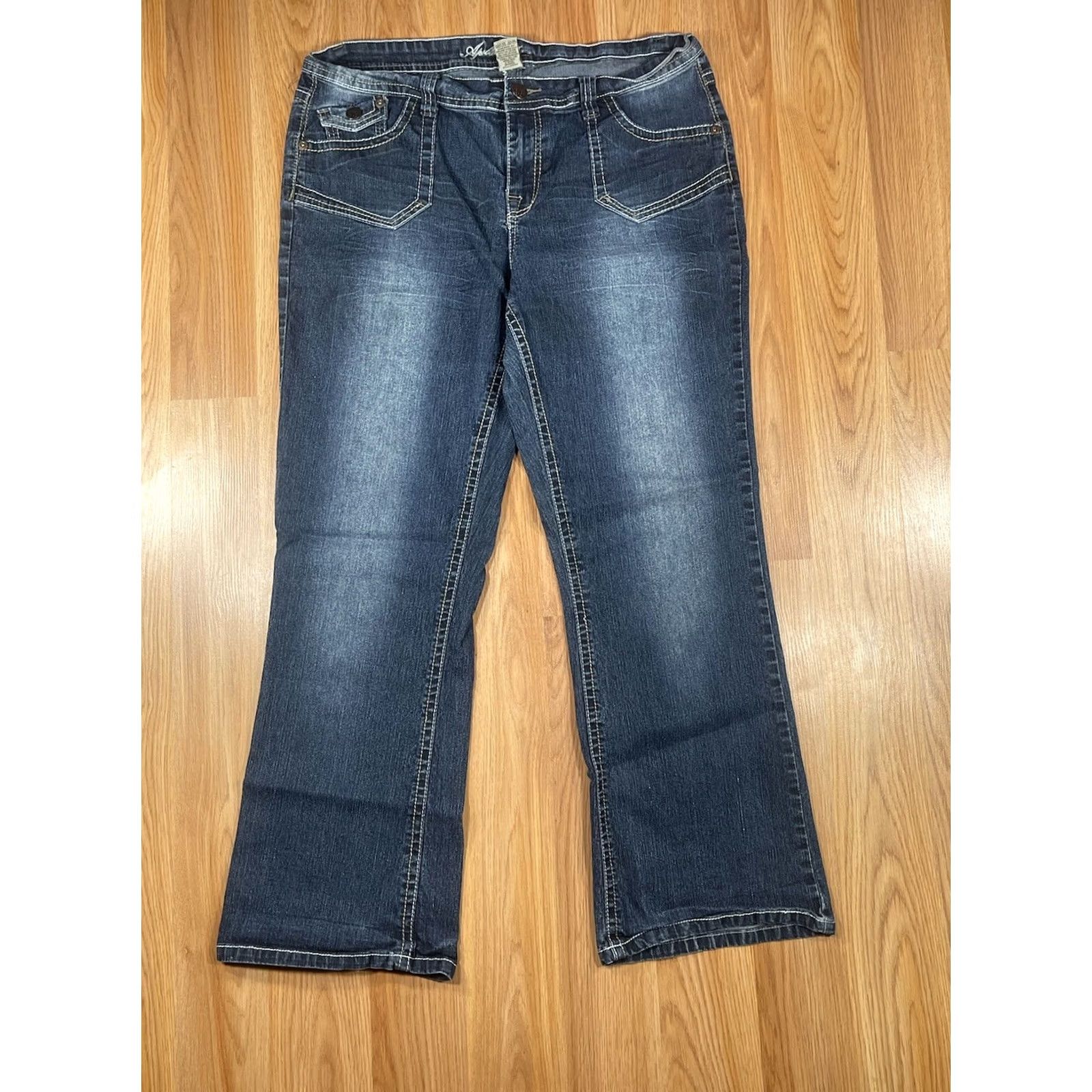 Vintage Apollo Petite Jeans Womens Size 16P Straight Leg High Rise Blue Denim Stretch Size 38" / US 16 / IT 52 - 2 Thumbnail