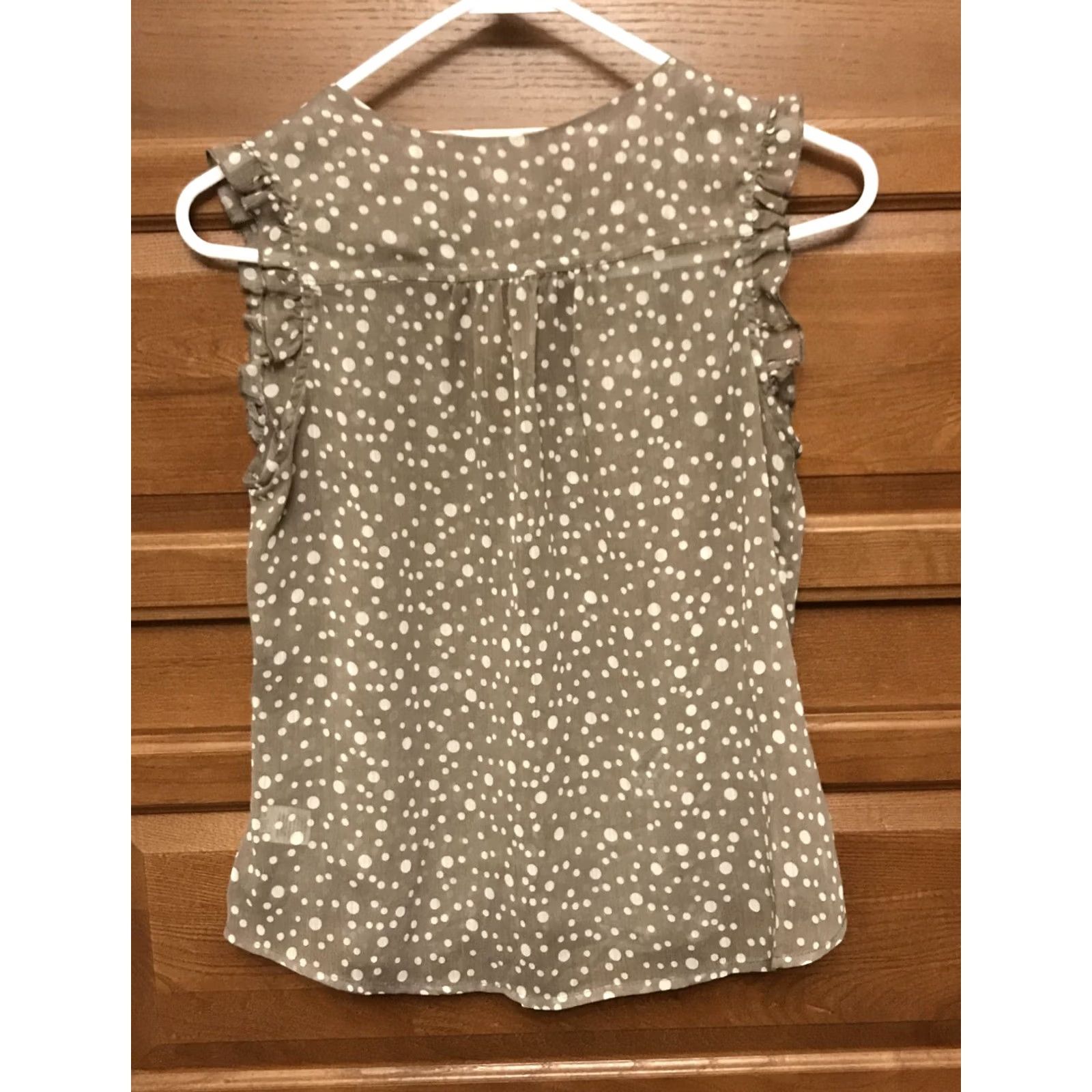 Mossimo Mossimo Womens Blouse Shirt S Brown Polka Dot Button Sleeveless Scoop Neck Tie Ruffle Lightweight Casual Reg?. Size S / US 4 / IT 40 - 2 Thumbnail
