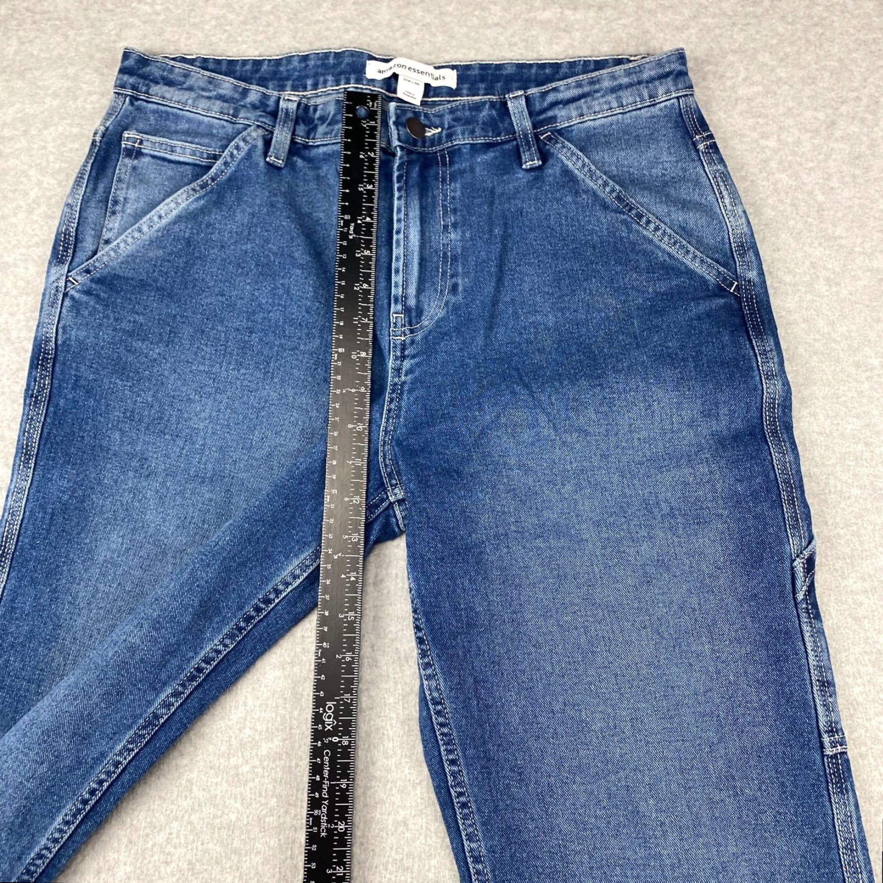 Essentials Amazon Jeans Mens 33X30 Blue Straight Leg Pockets Slim Stretch 5-Pocket Denim Regular Belt Loops 5 Size US 33 - 5 Thumbnail