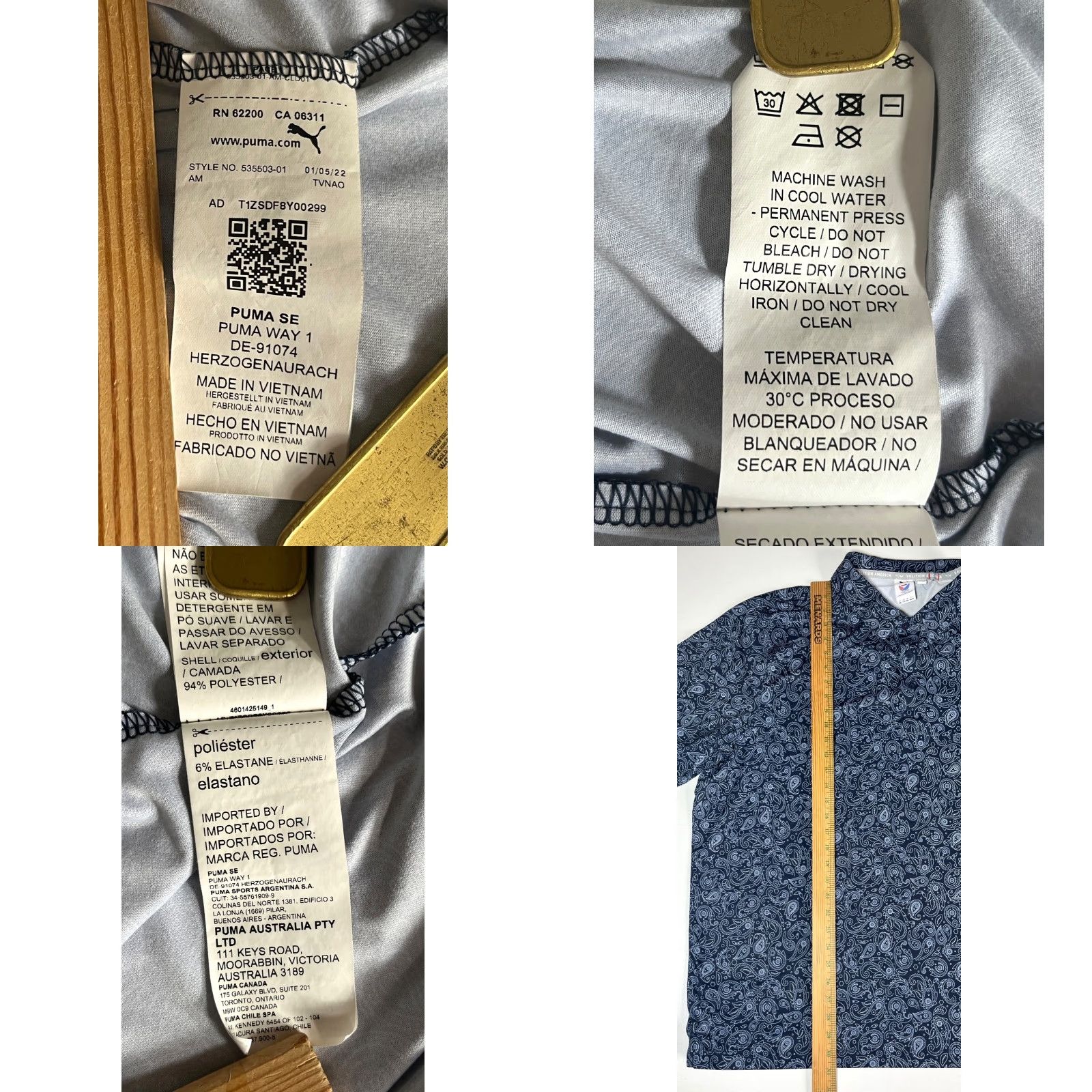 Puma MEN'S PUMA Volition Bandana Golf Polo Shirt POLO Shirt XXL BLUE Paisley 535303 Golf, Casual Mens Size US XXL / EU 58 / 5 - 8 Thumbnail