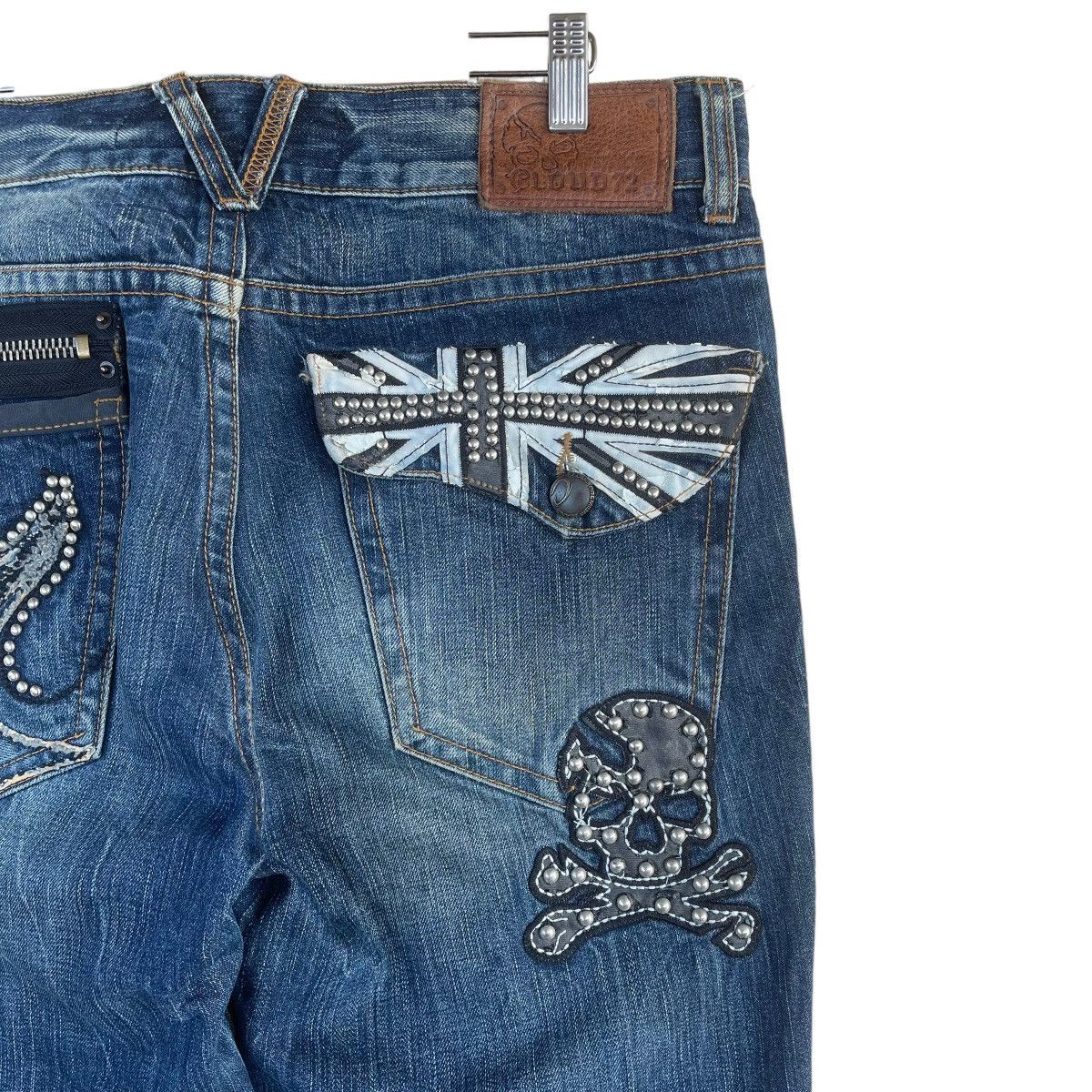 Japanese Brand Cloud 72 Skull Embroidered Jeans Size US 35 - 12 Thumbnail