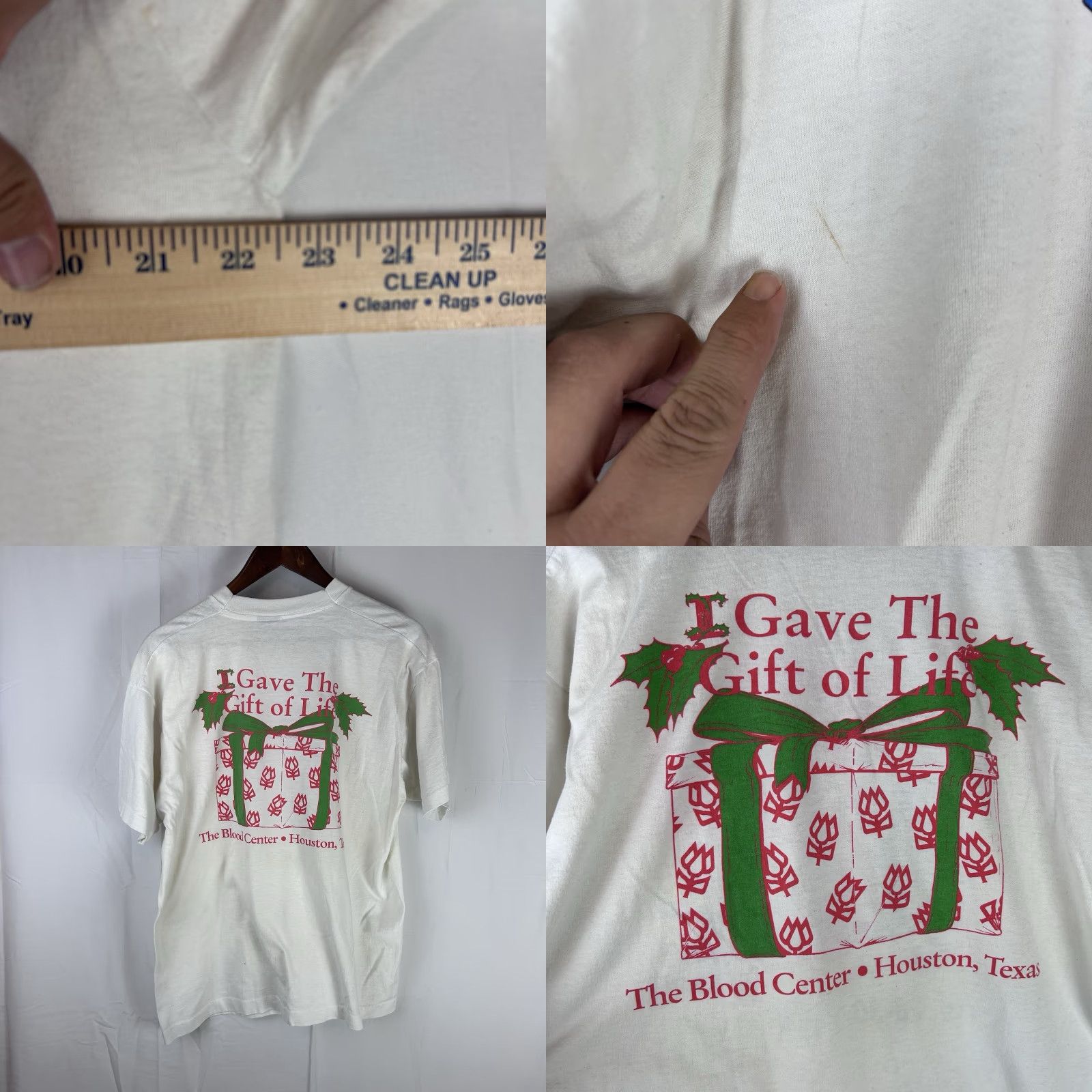 Vintage VINTAGE 90s T-Shirt Houston 101 KLOL Holiday Hero Blood Drive Single Stitch XL White Screen Stars Best Men Shirt Mens Size US XL / EU 56 / 4 - 8 Thumbnail